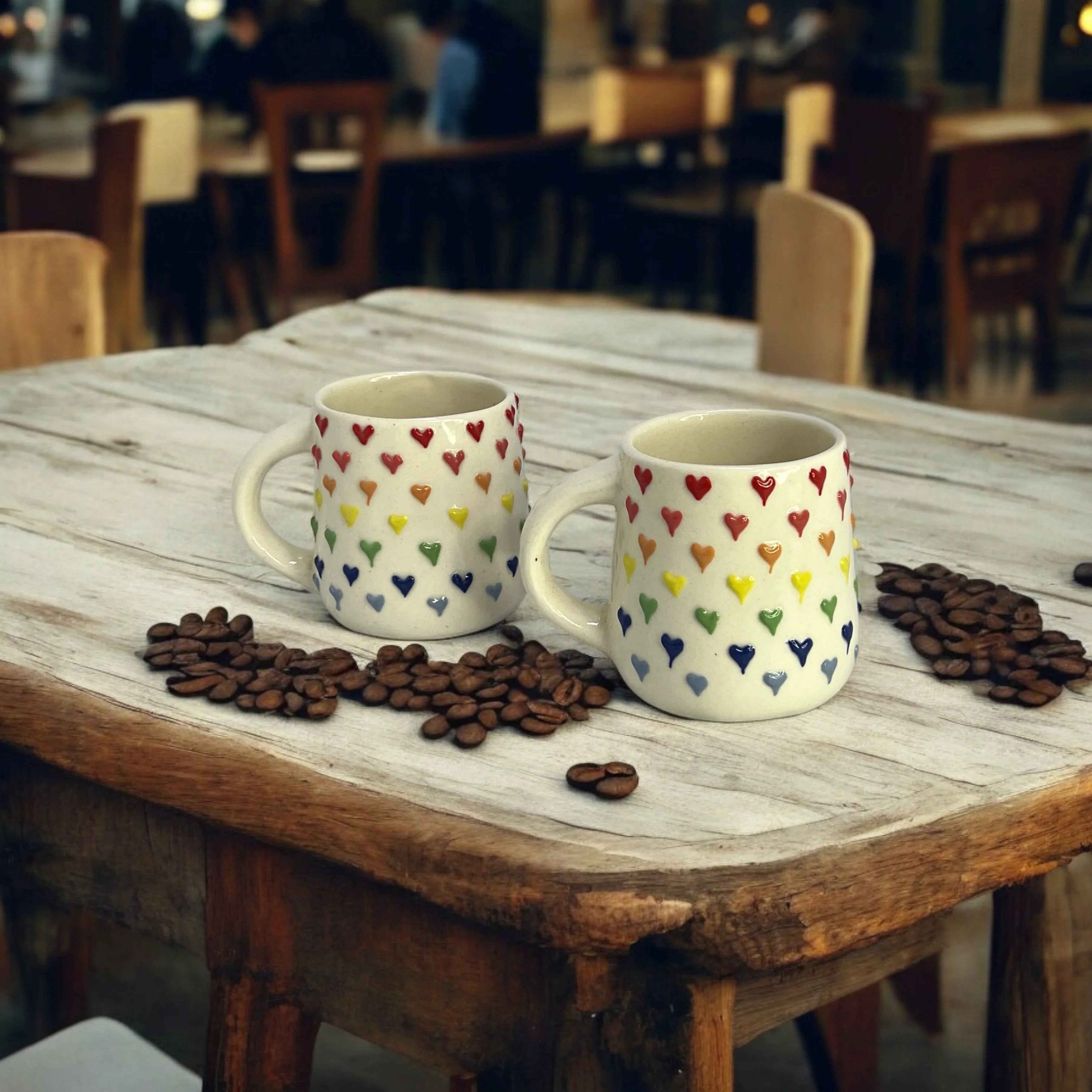 Colorful Hearts Mugs Set of 6 - Clayful Homes