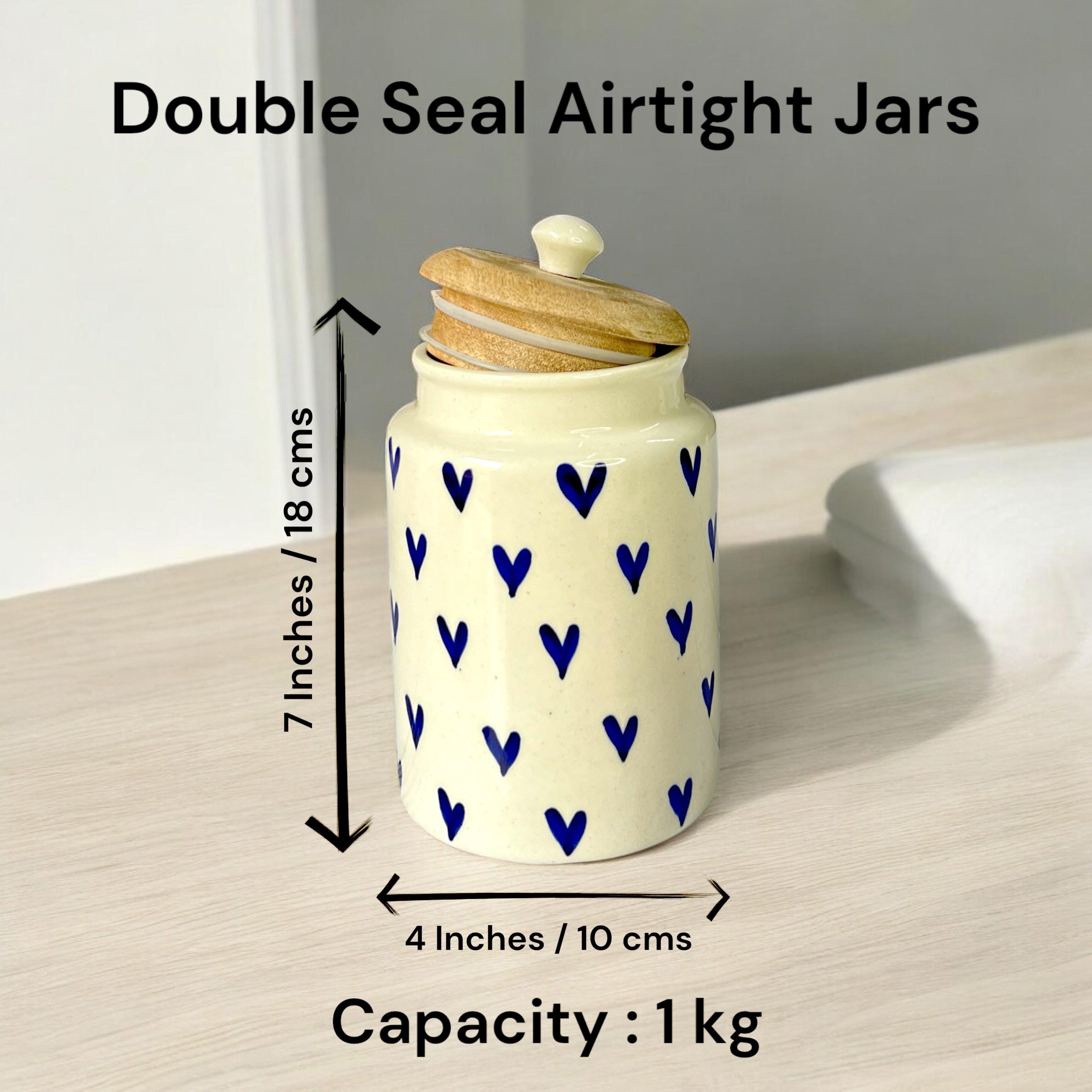 Love Blue Heart Jars - Clayful Homes