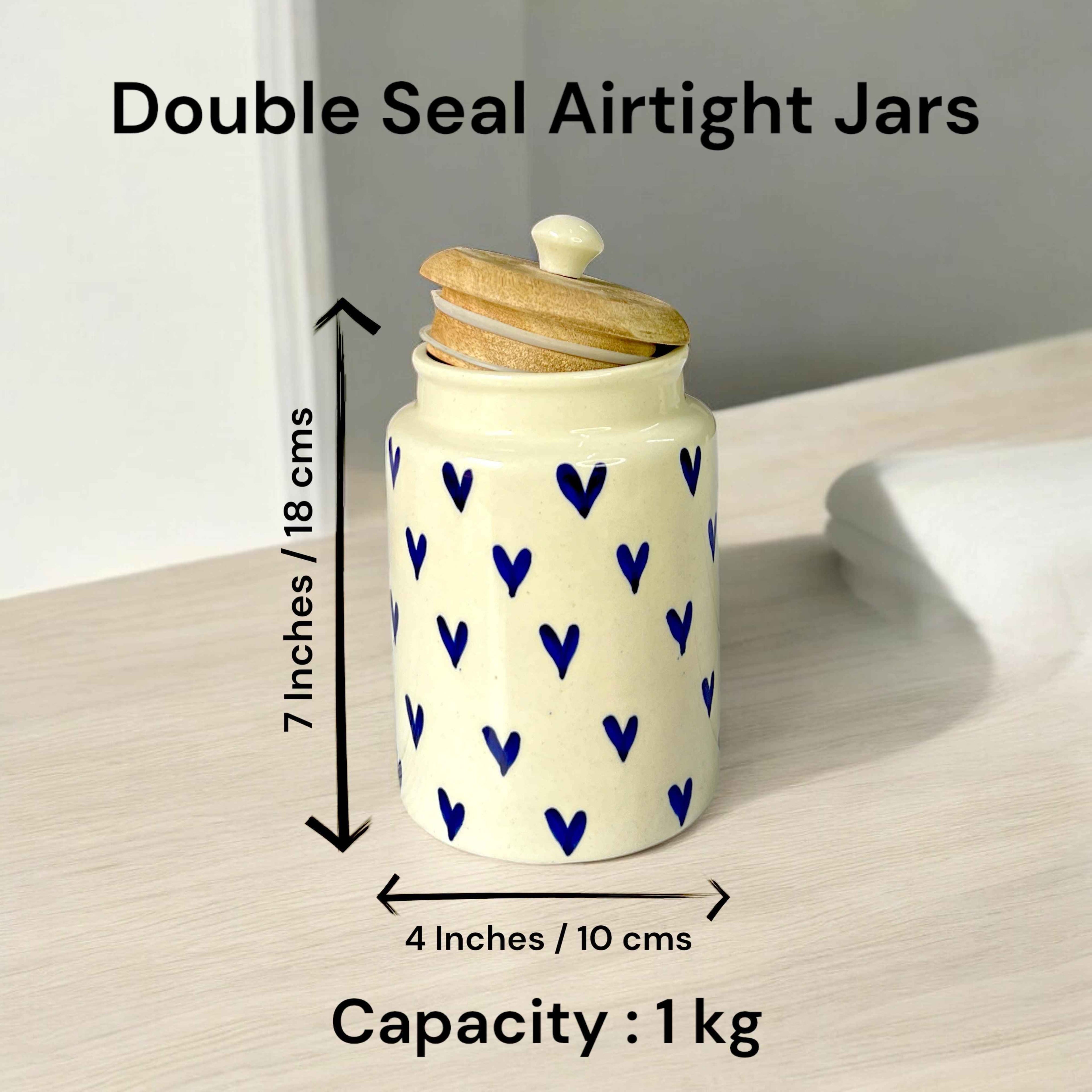 Love Blue Heart Jars - Clayful Homes