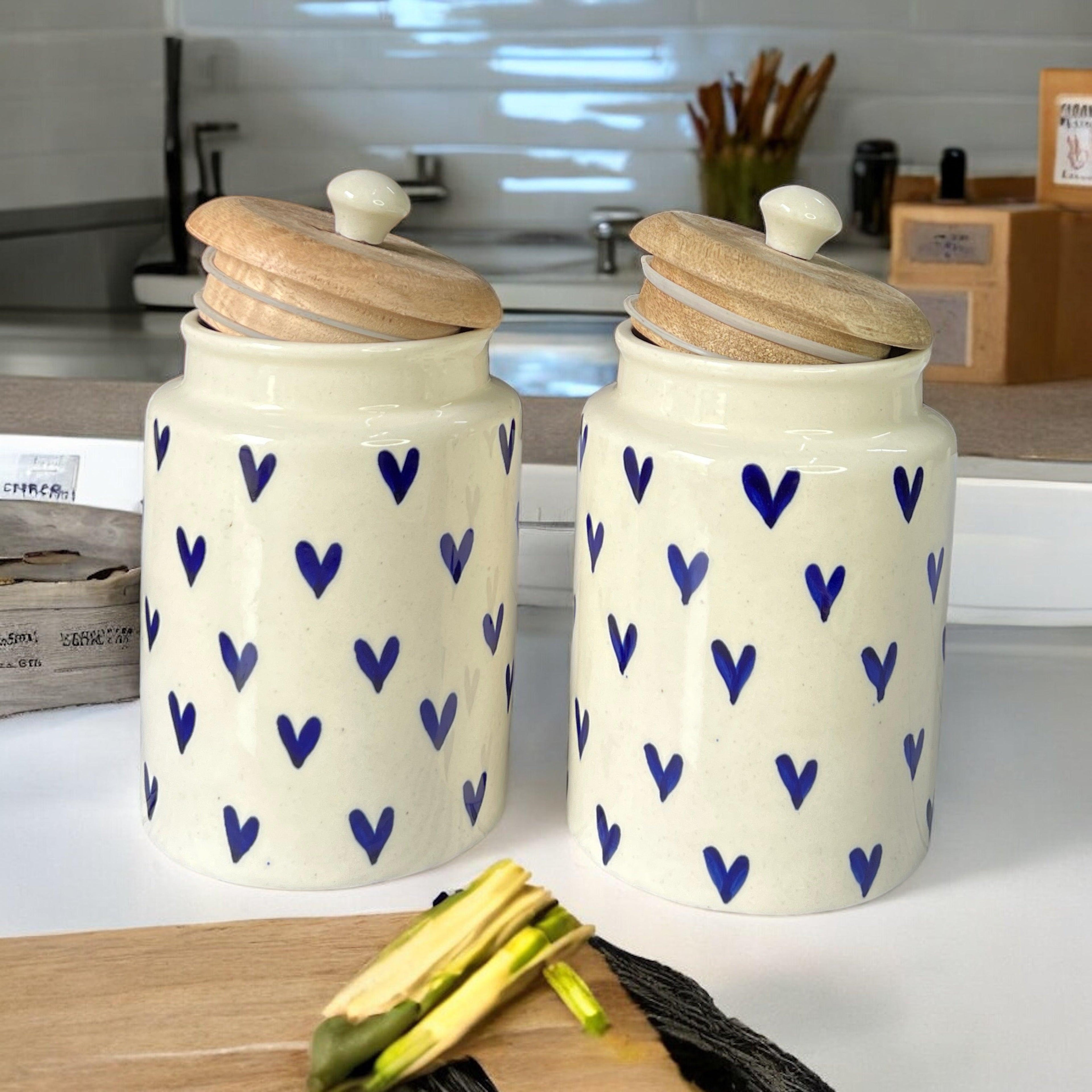 Love Blue Heart Jars - Clayful Homes