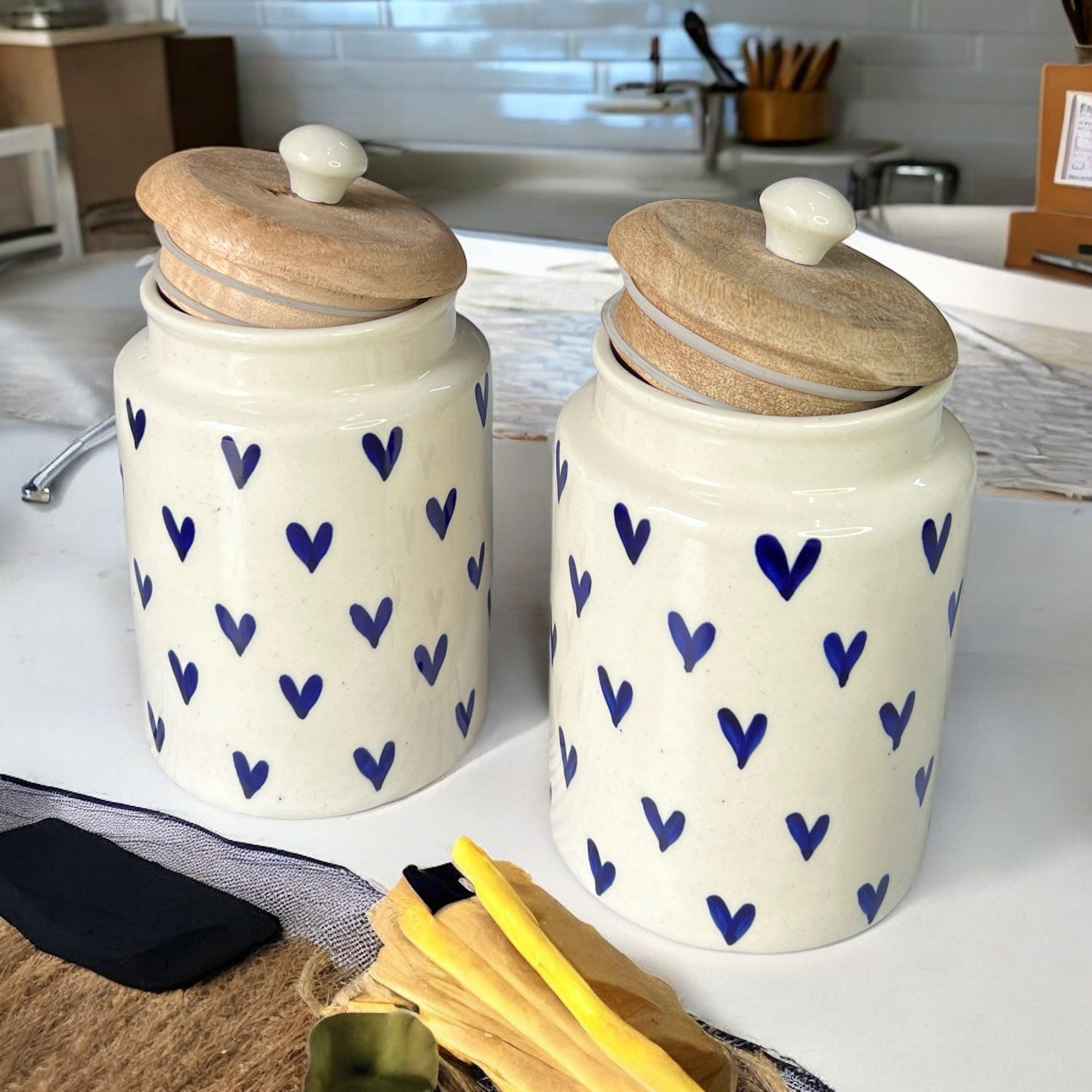 Love Blue Heart Jars - Clayful Homes