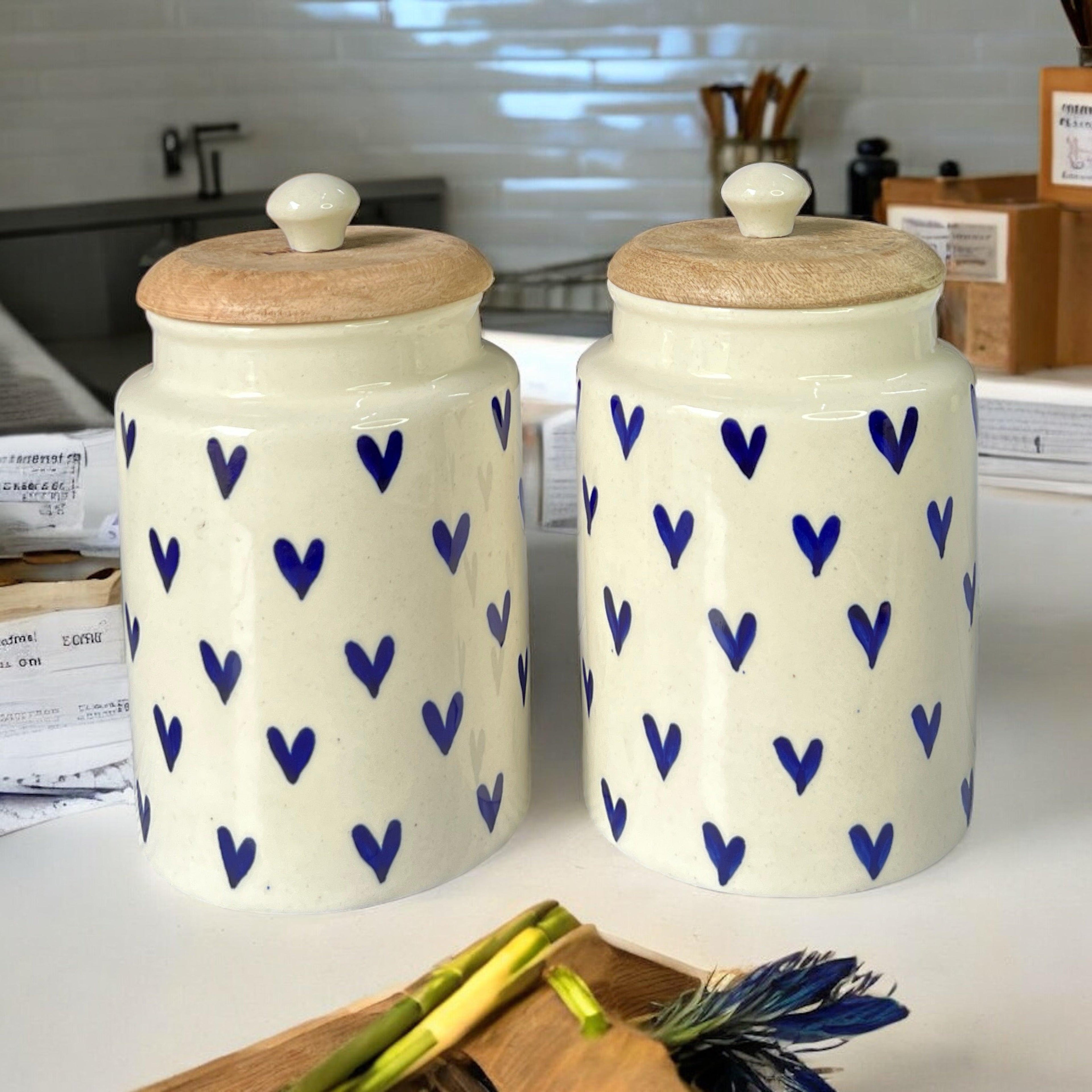 Love Blue Heart Jars - Clayful Homes