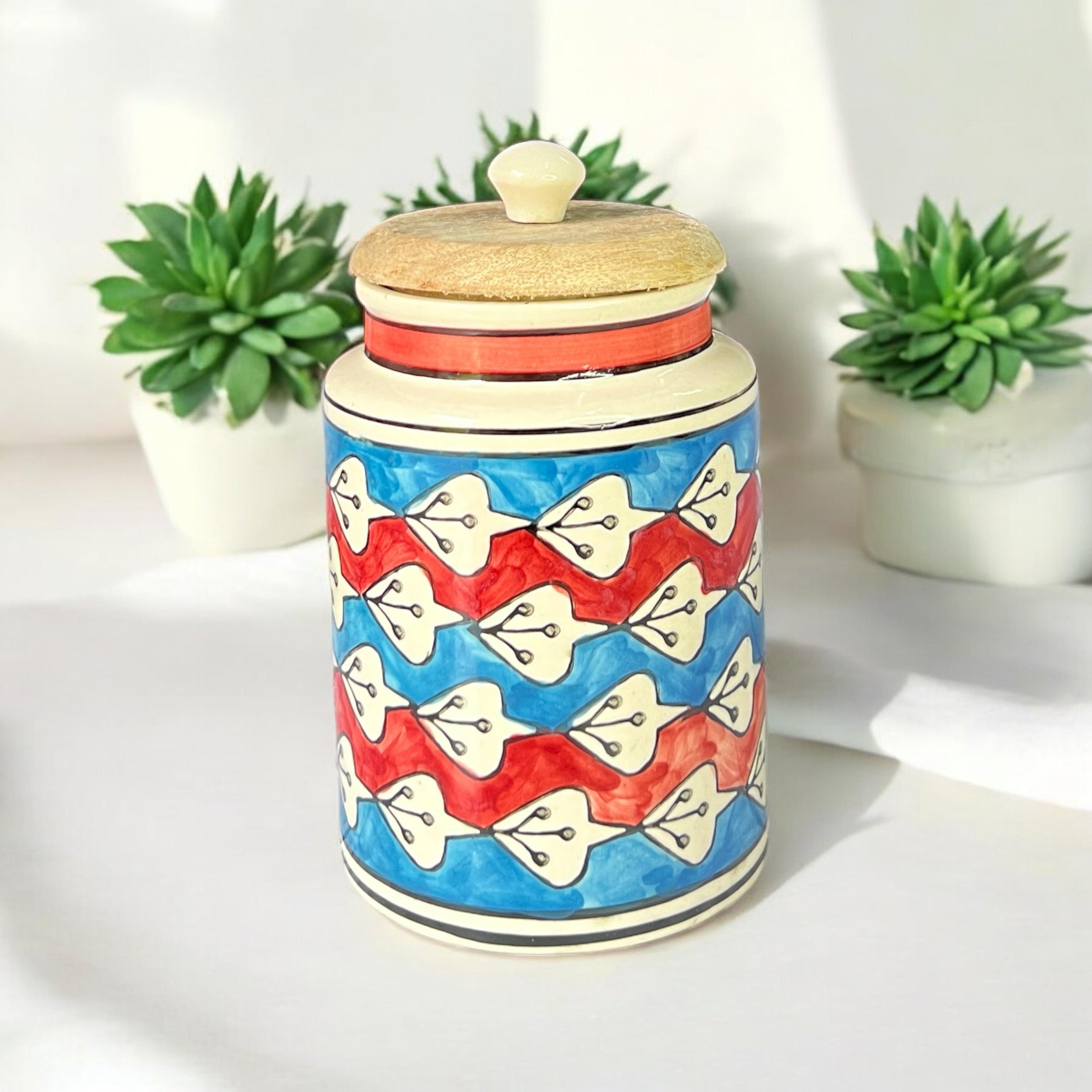 Red and Blue Jar - Clayful Homes