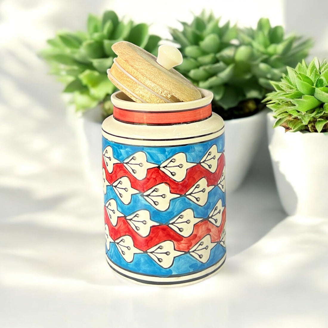 Red and Blue Jar - Clayful Homes