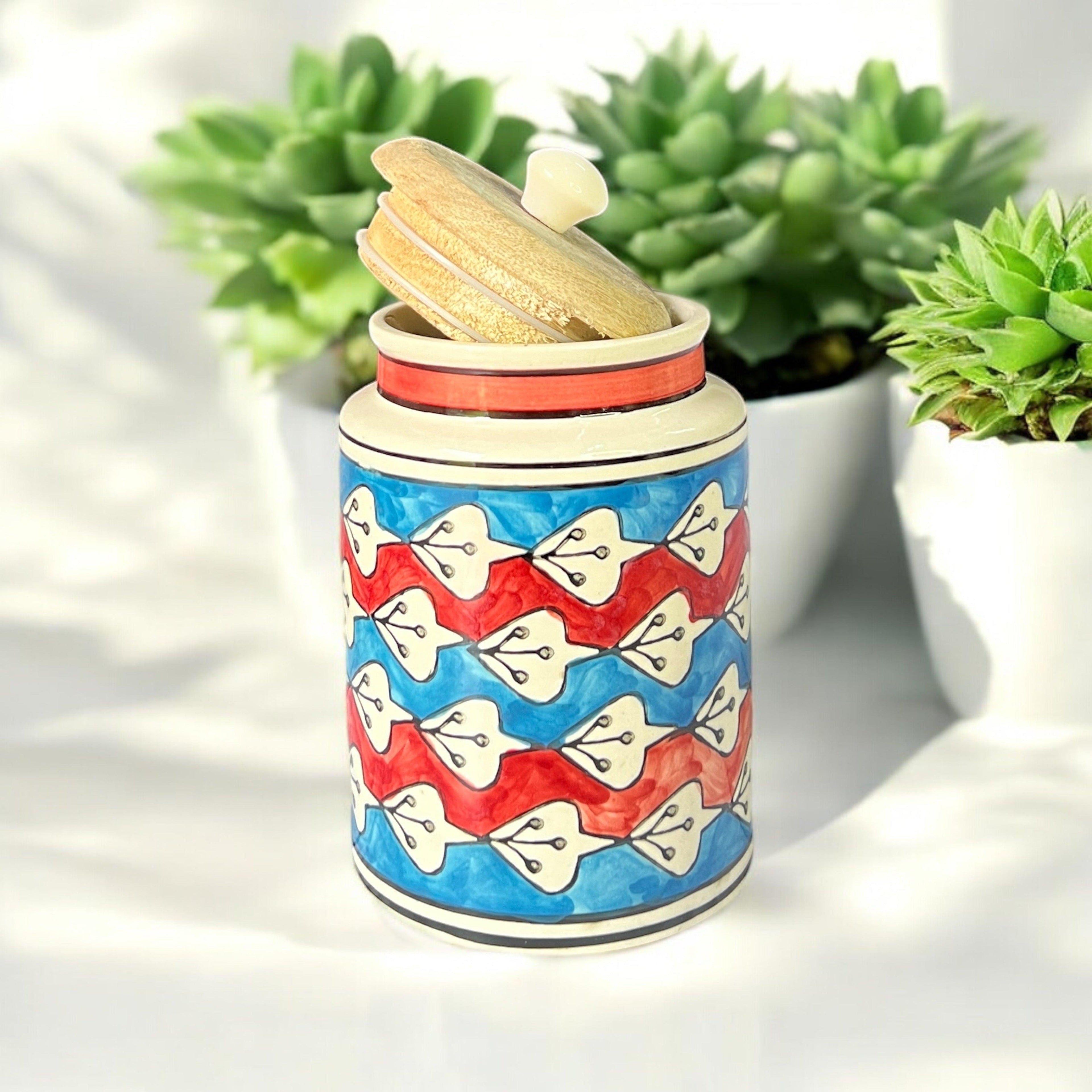 Red and Blue Jar - Clayful Homes