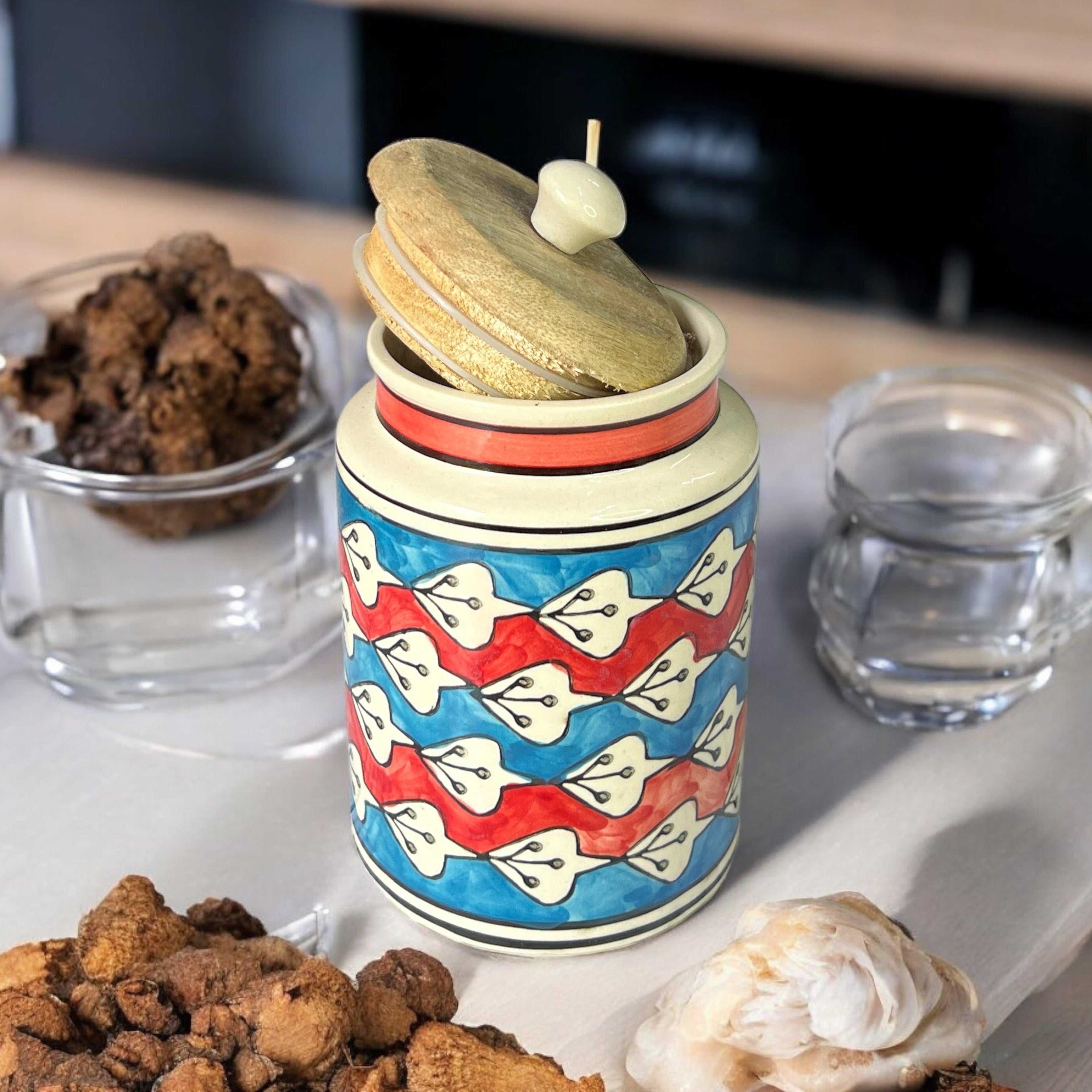 Red and Blue Jar - Clayful Homes