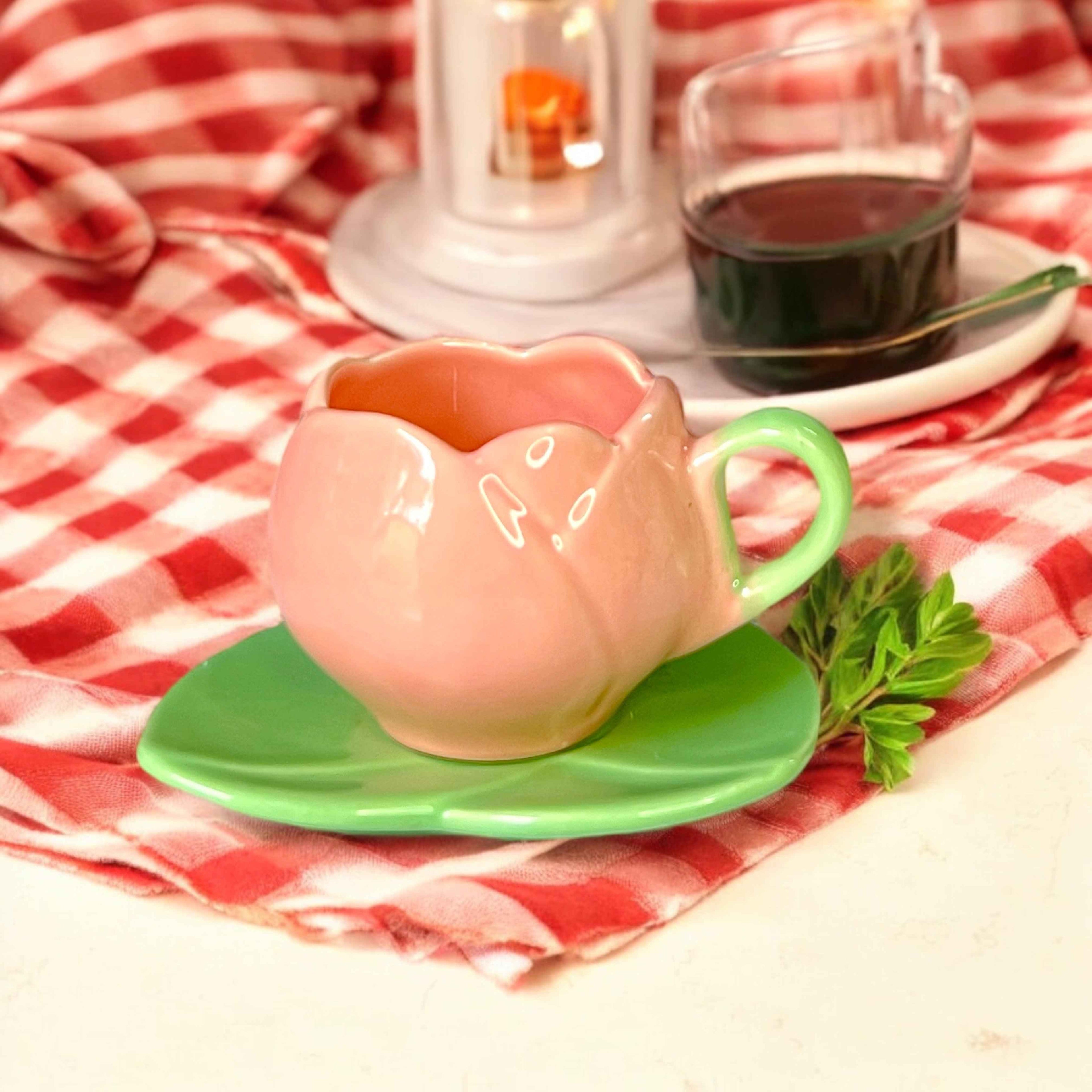 Pink Tulip Coffee Mugs - Clayful Homes