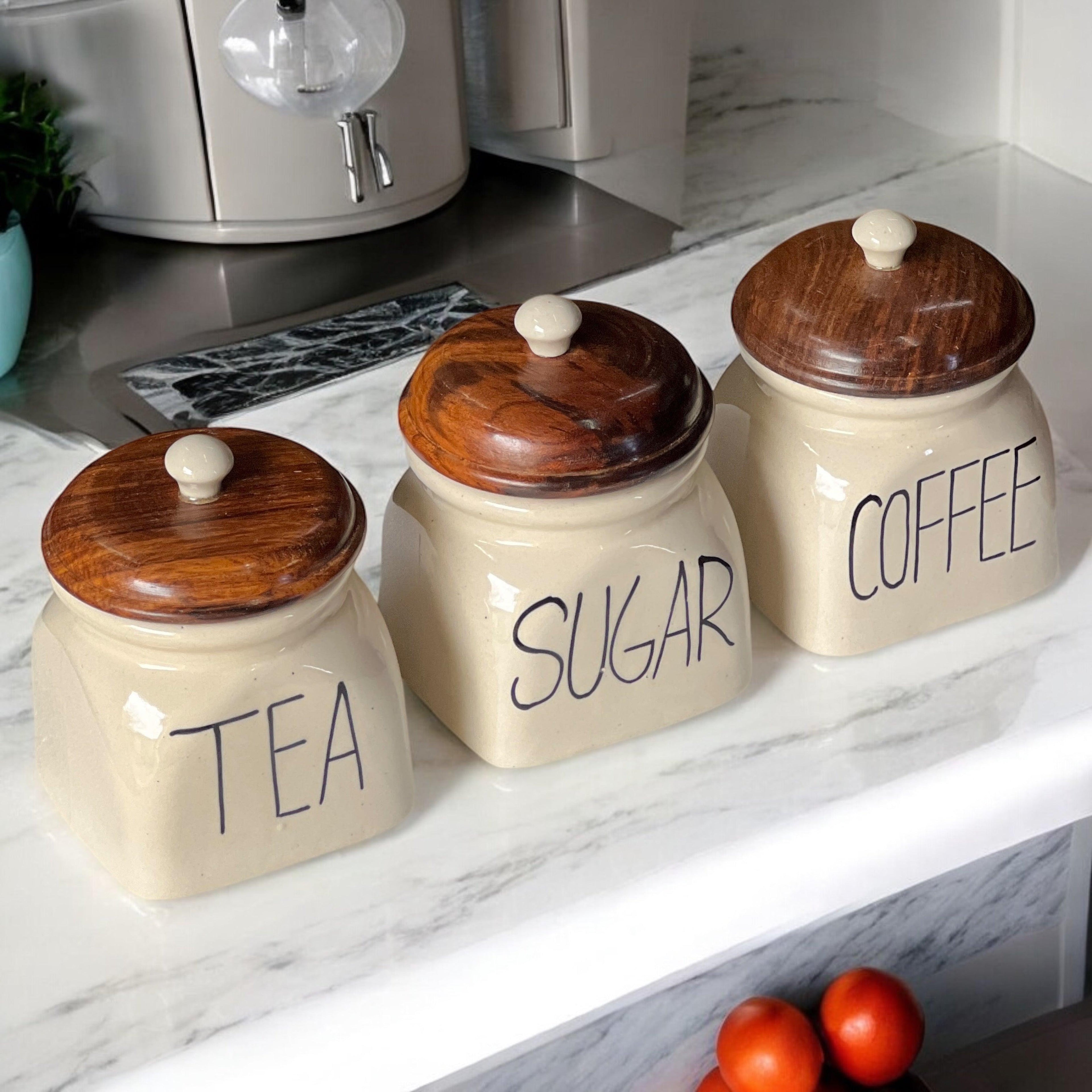 Round Tea Sugar Coffee Jars (without spoon) - Clayful Homes