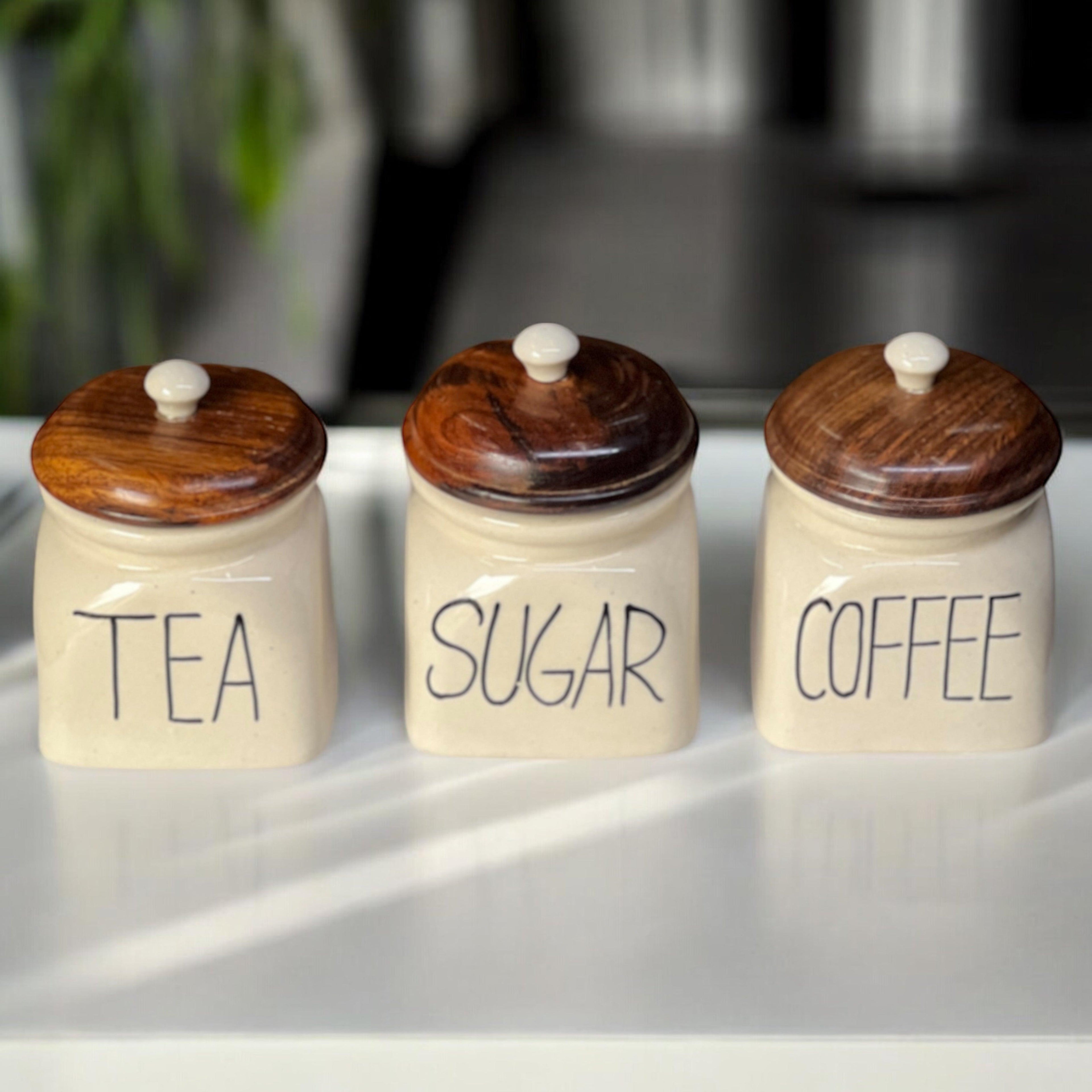 Round Tea Sugar Coffee Jars (without spoon) - Clayful Homes