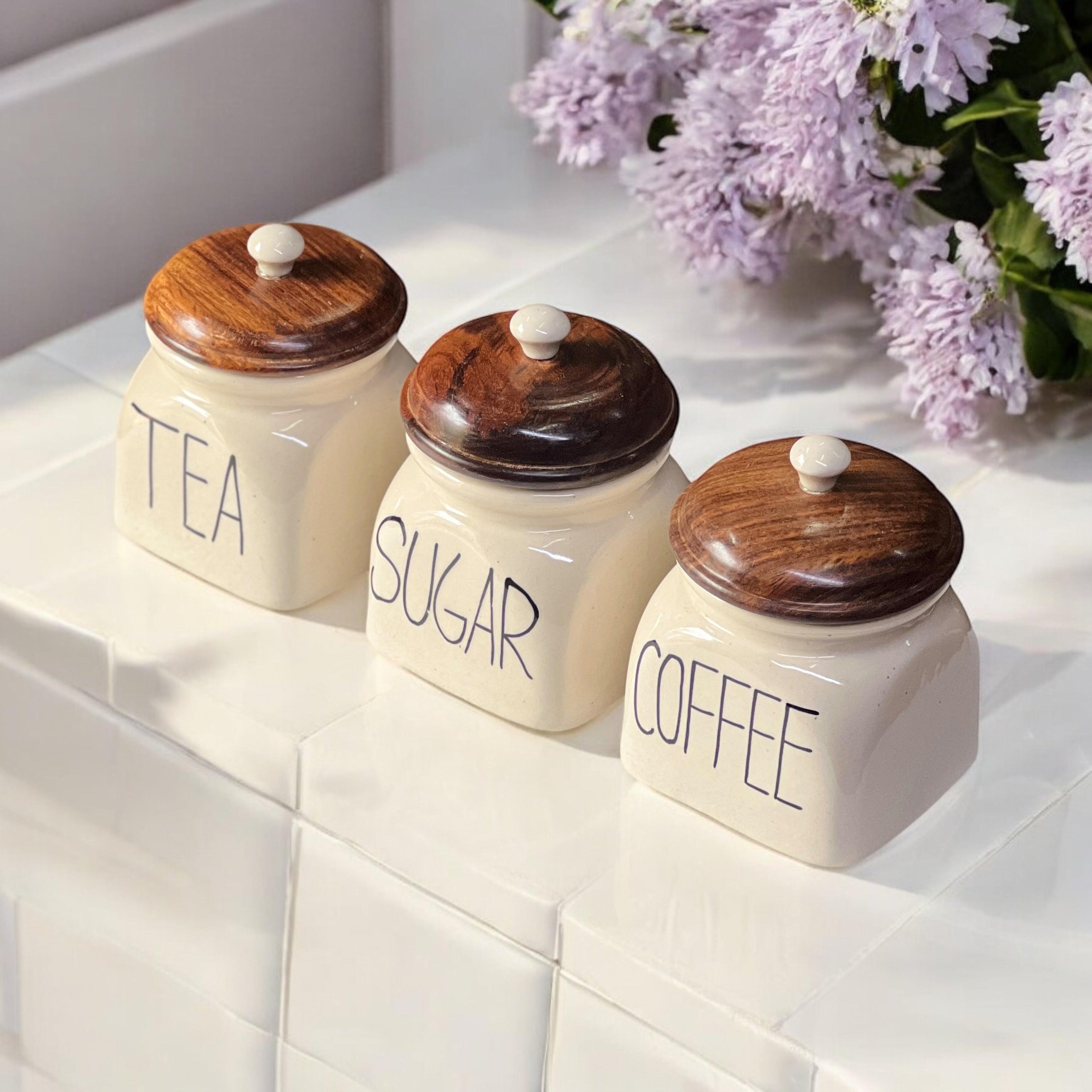 Round Tea Sugar Coffee Jars (without spoon) - Clayful Homes