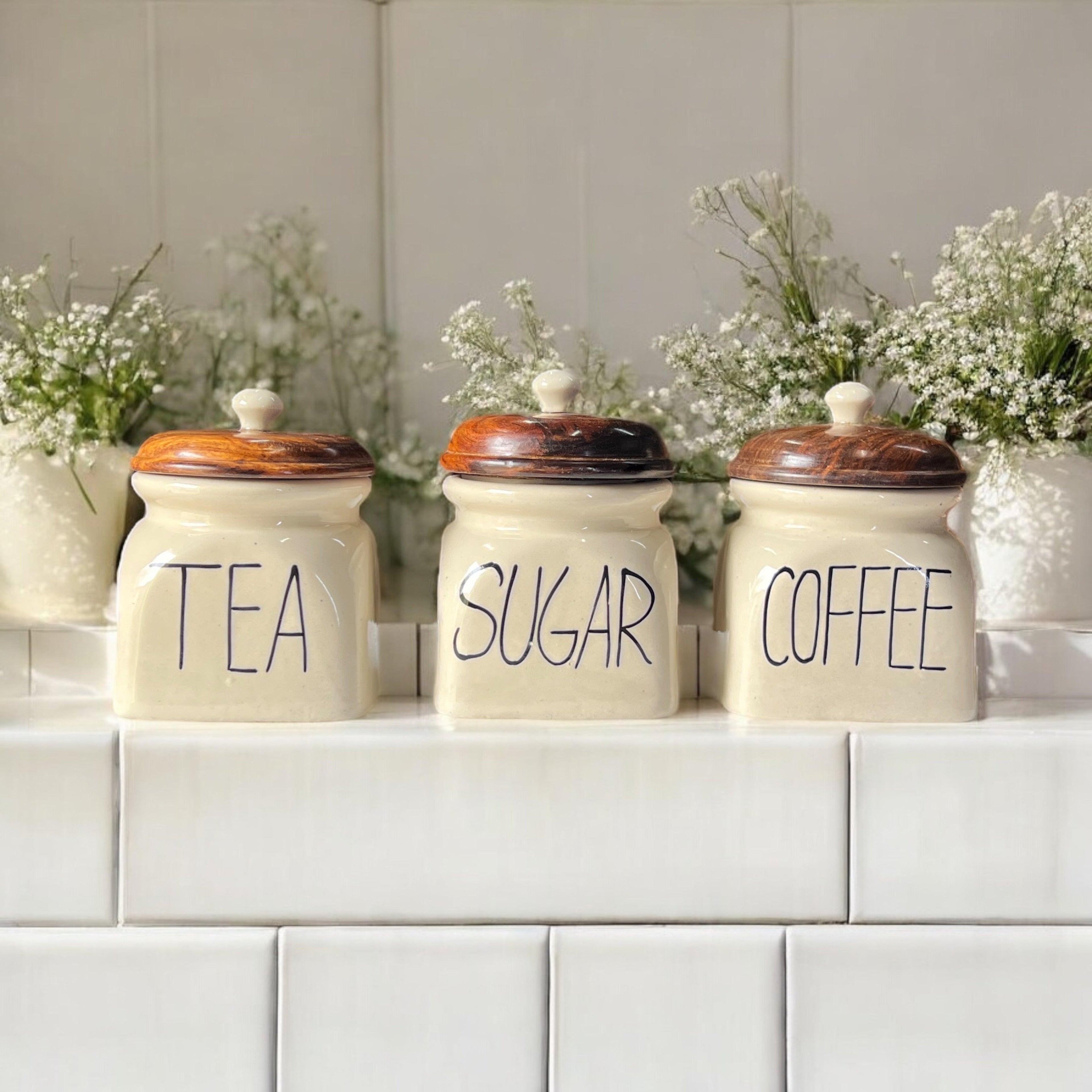 Round Tea Sugar Coffee Jars (without spoon) - Clayful Homes