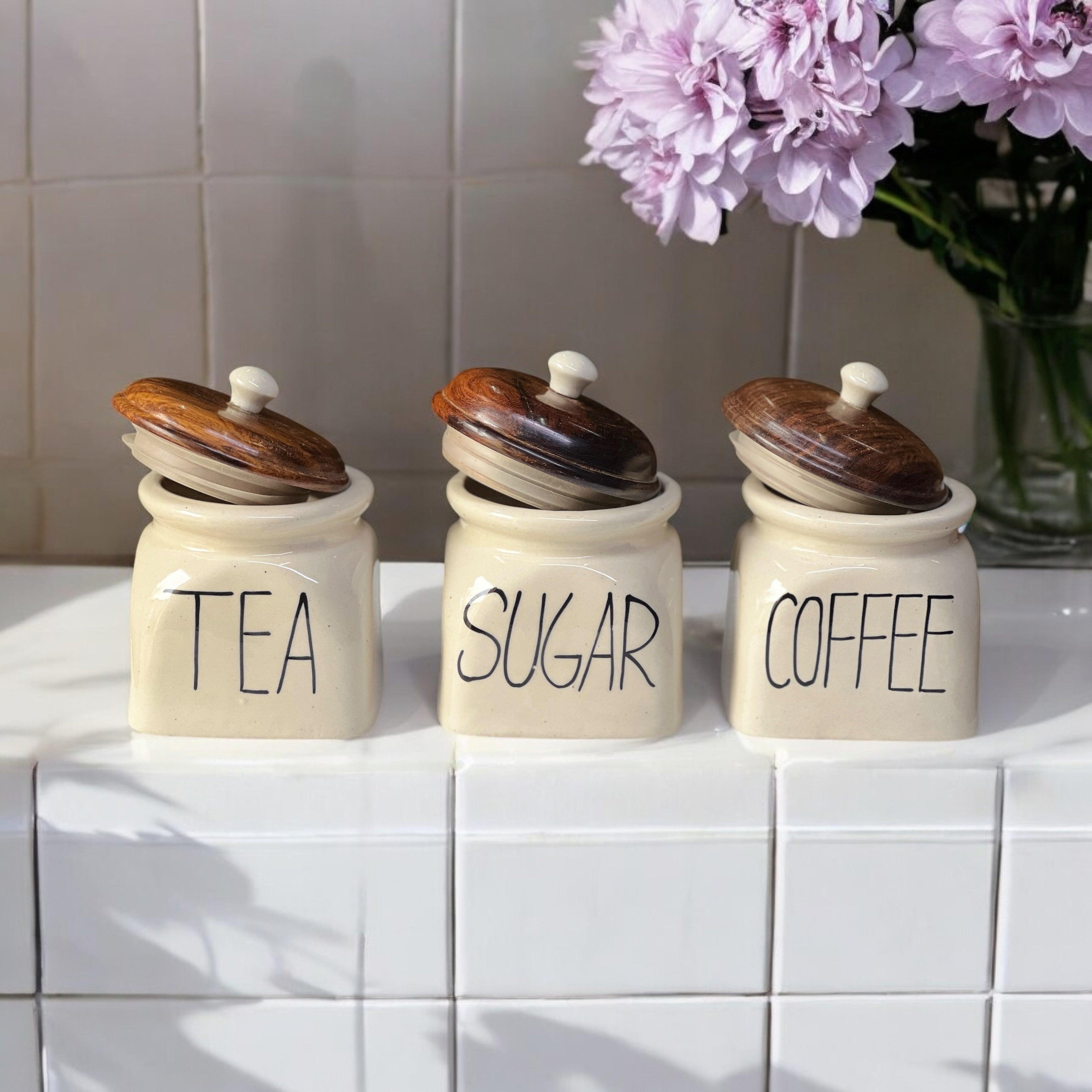 Round Tea Sugar Coffee Jars (without spoon) - Clayful Homes