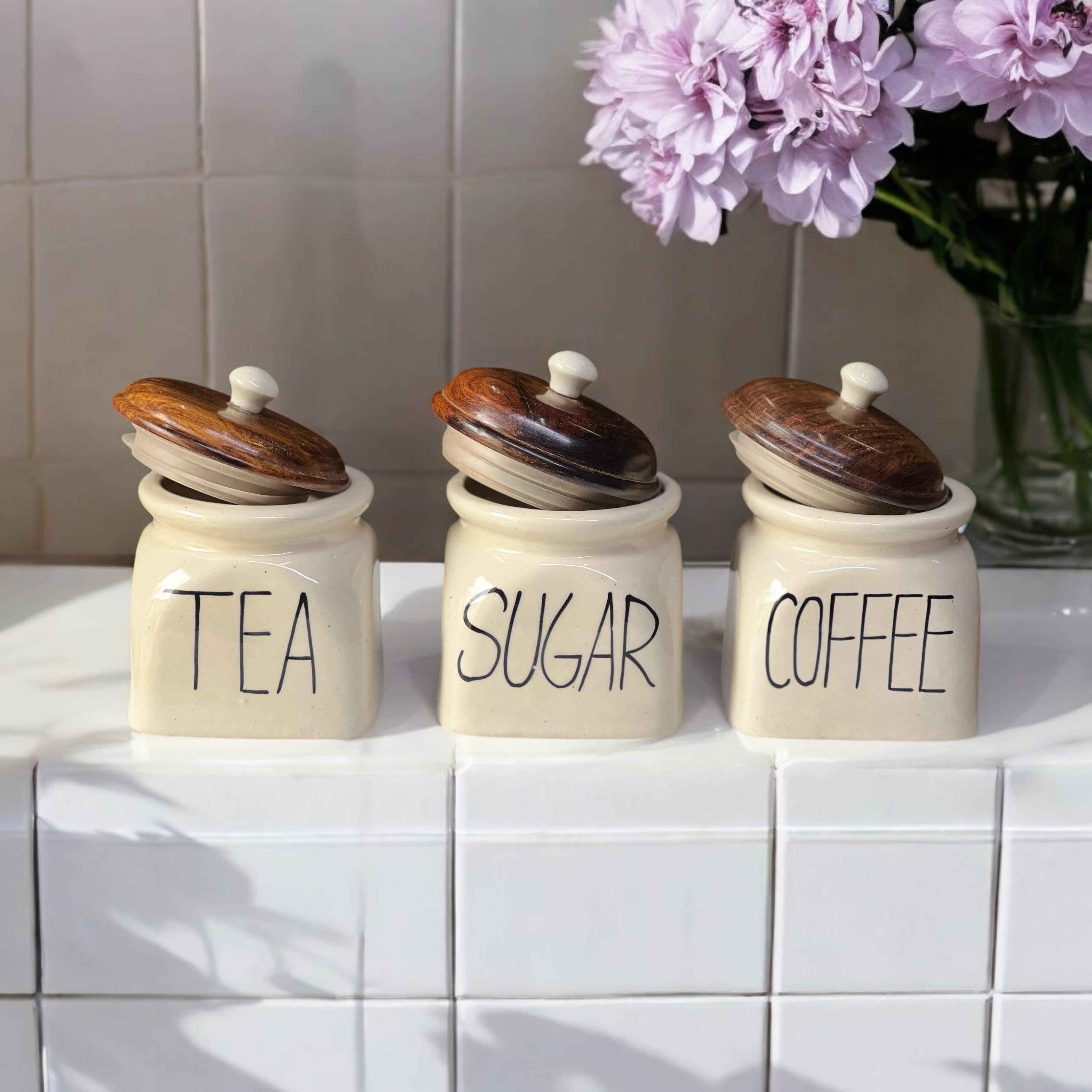Round Tea Sugar Coffee Jars (without spoon) - Clayful Homes