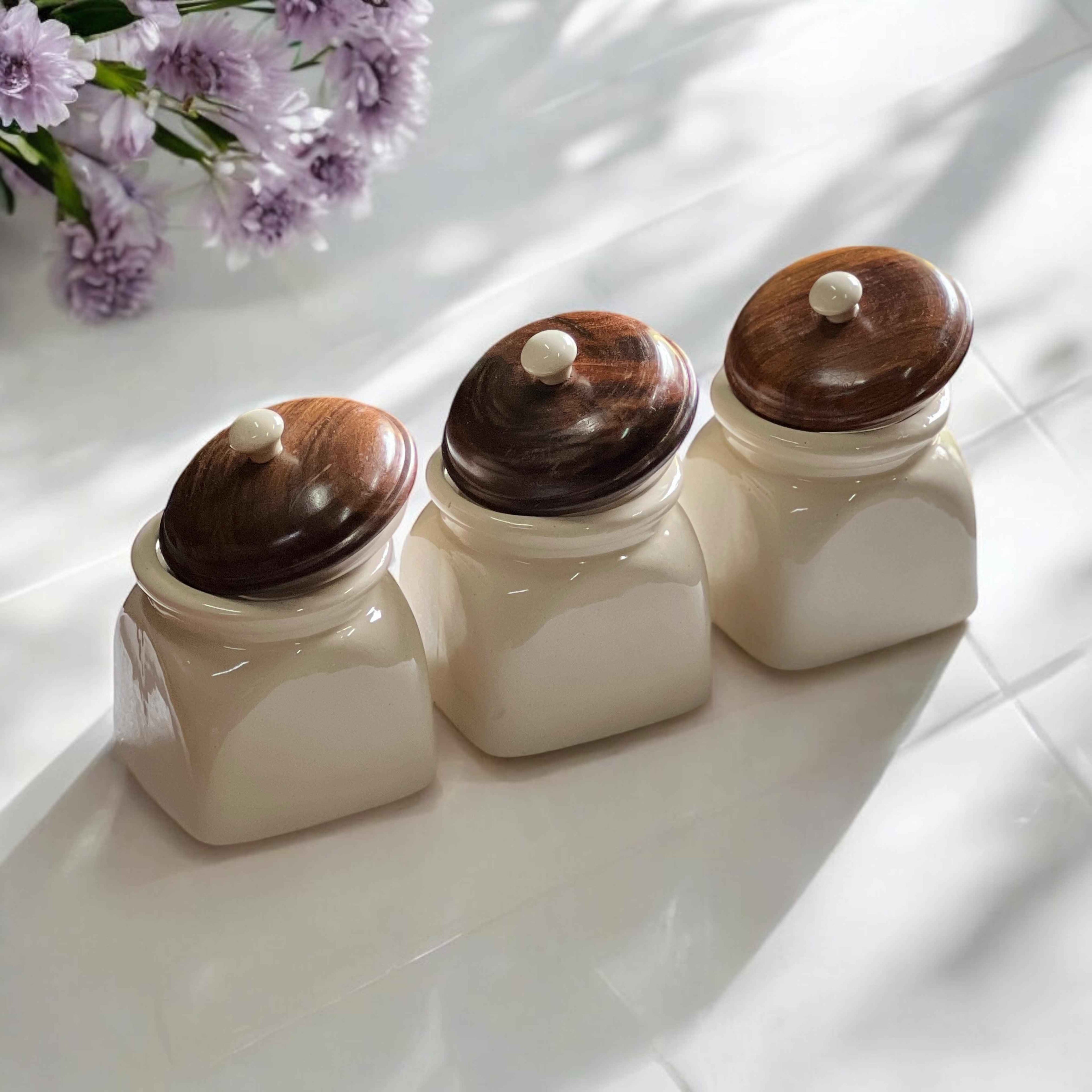Round Tea Sugar Coffee Jars (without spoon) - Clayful Homes