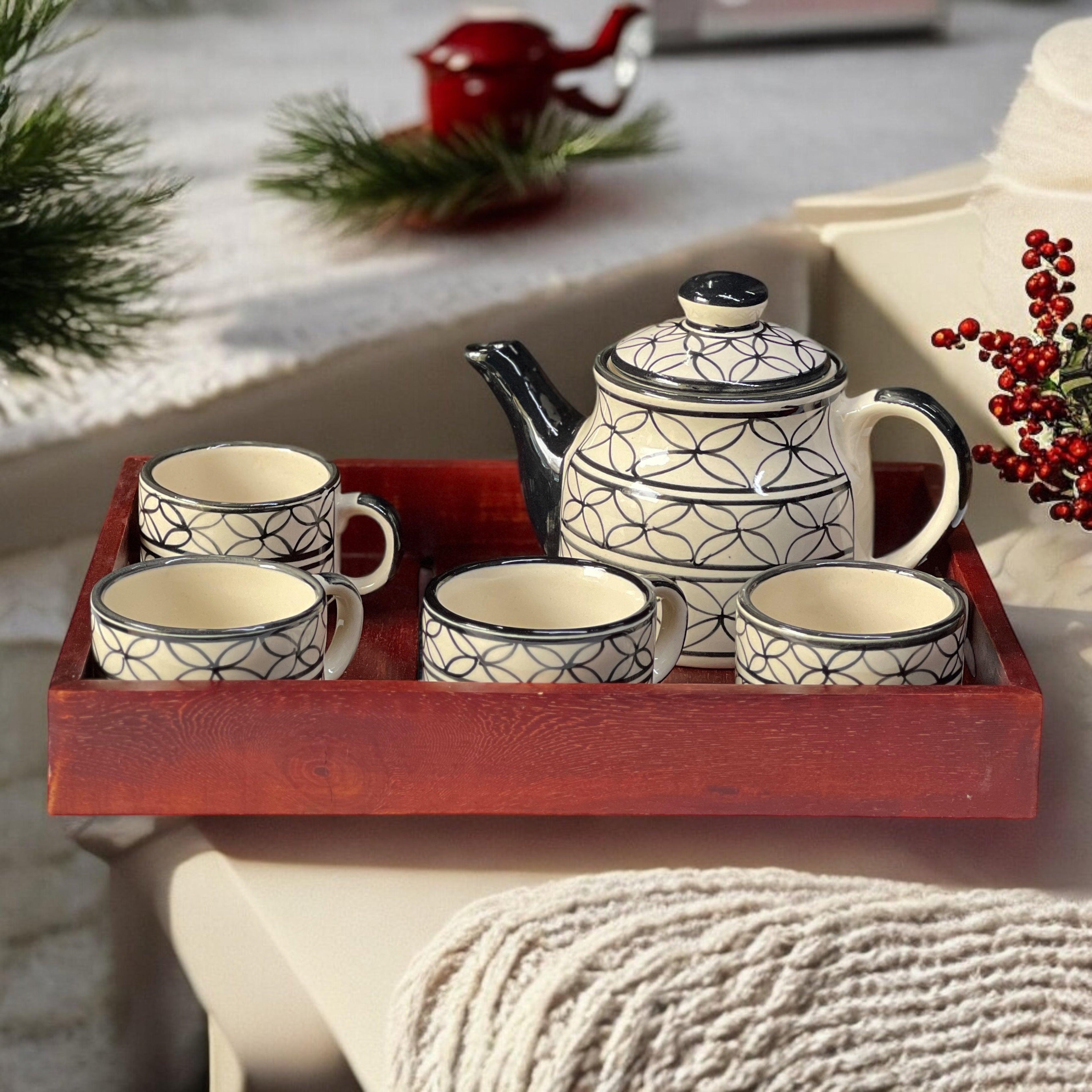 Wooden Kalamkari Four - Clayful Homes