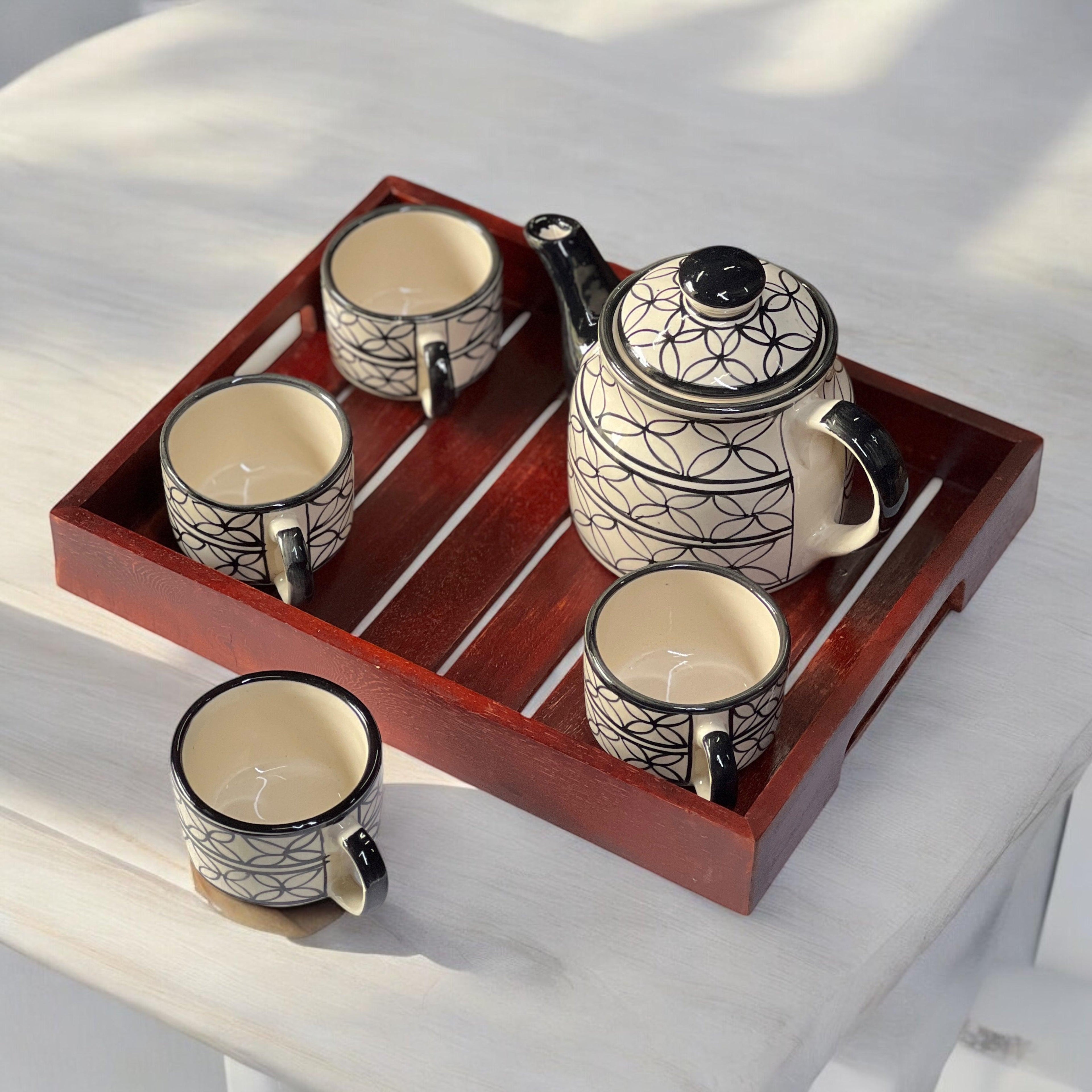 Wooden Kalamkari Four - Clayful Homes