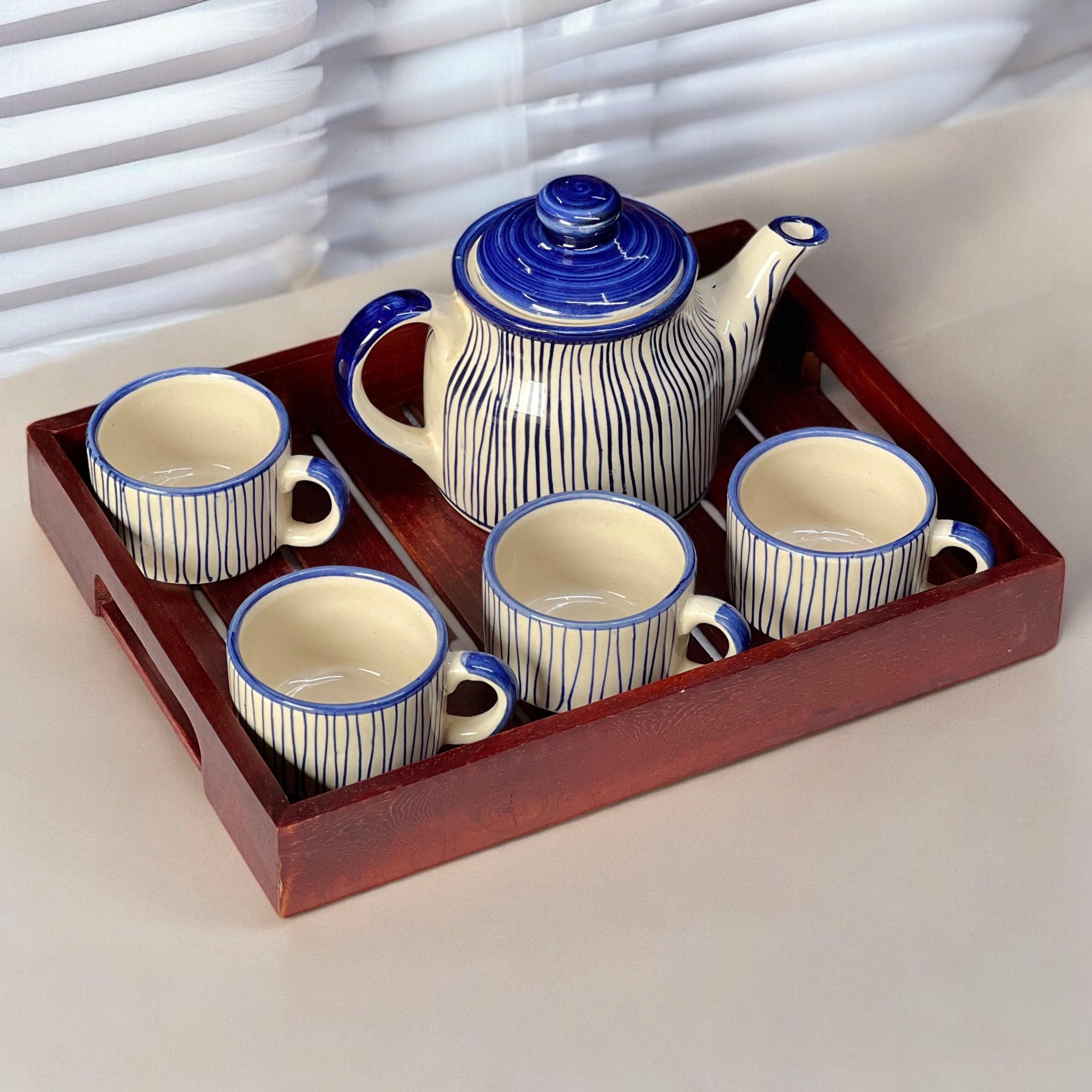 Wooden Blue Lines Four - Clayful Homes