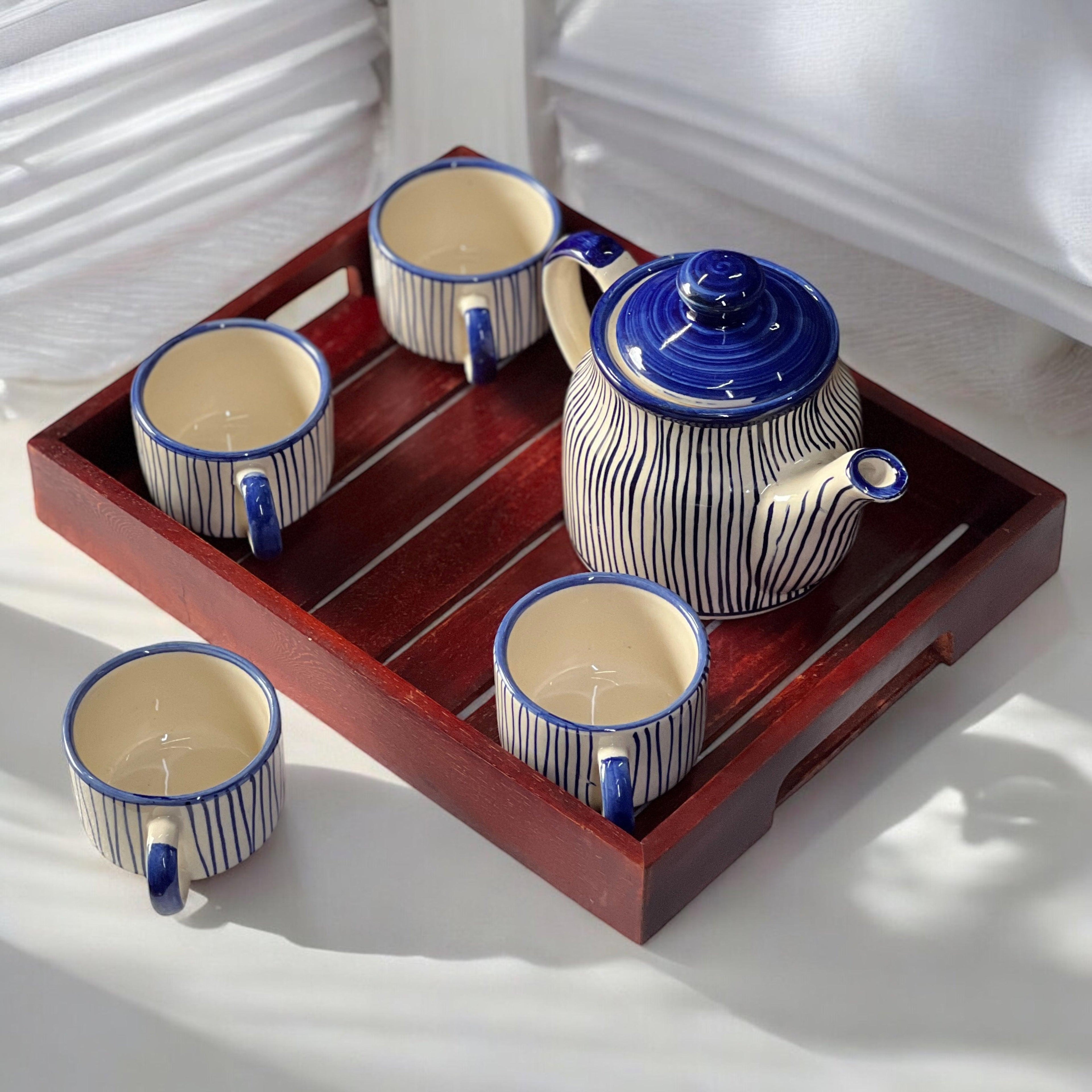 Wooden Blue Lines Four - Clayful Homes