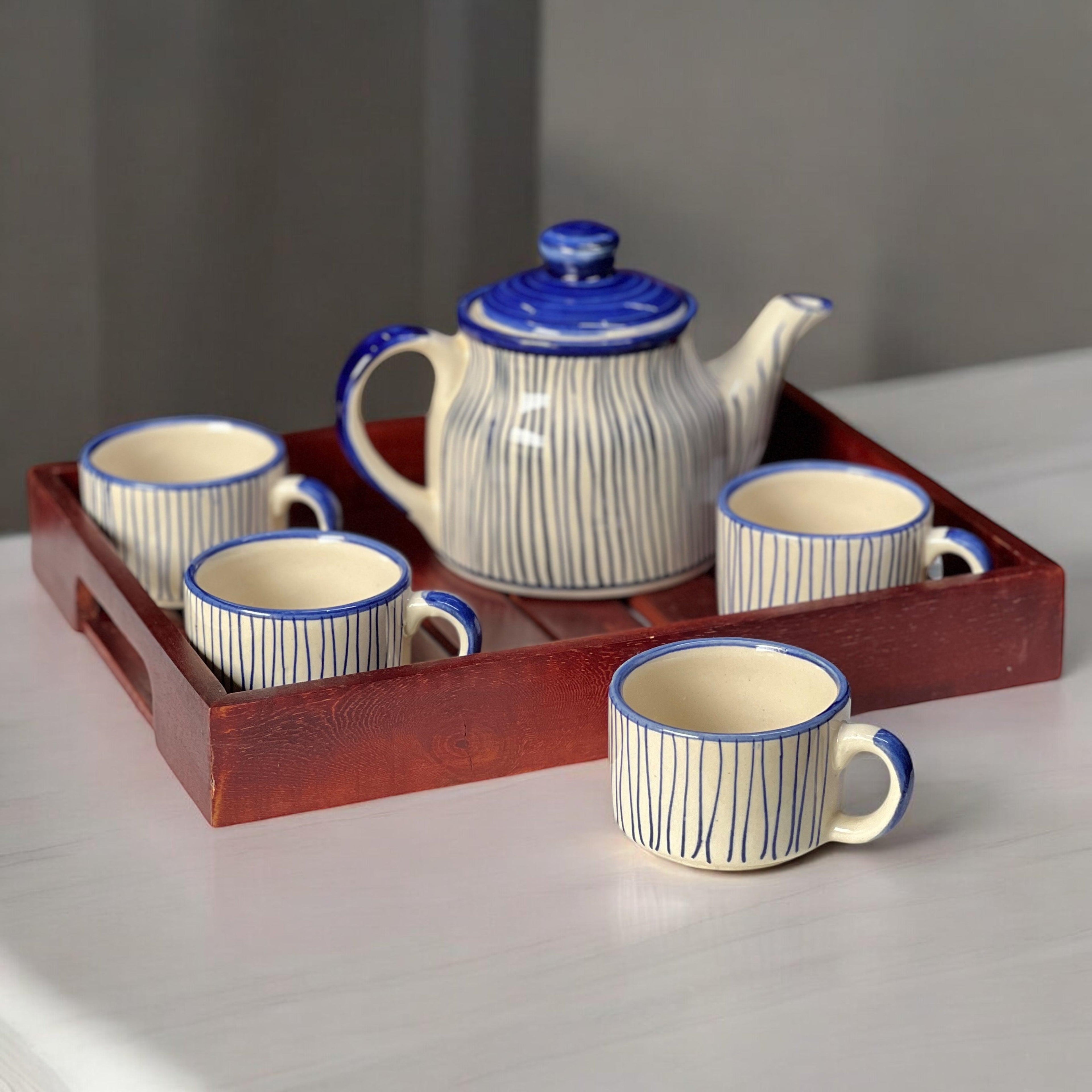 Wooden Blue Lines Four - Clayful Homes