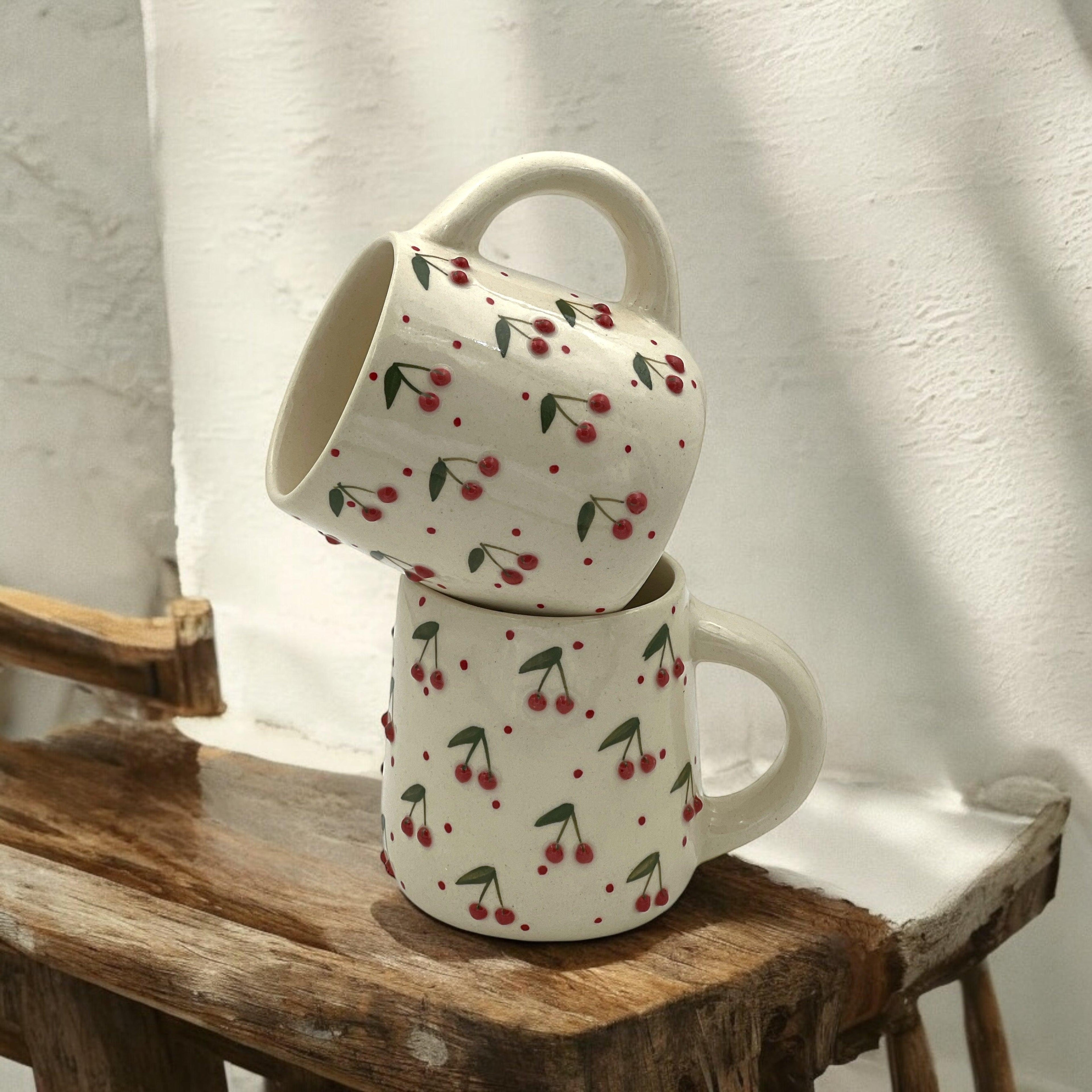 Ceramic Cherry Mug Cups - Clayful Homes