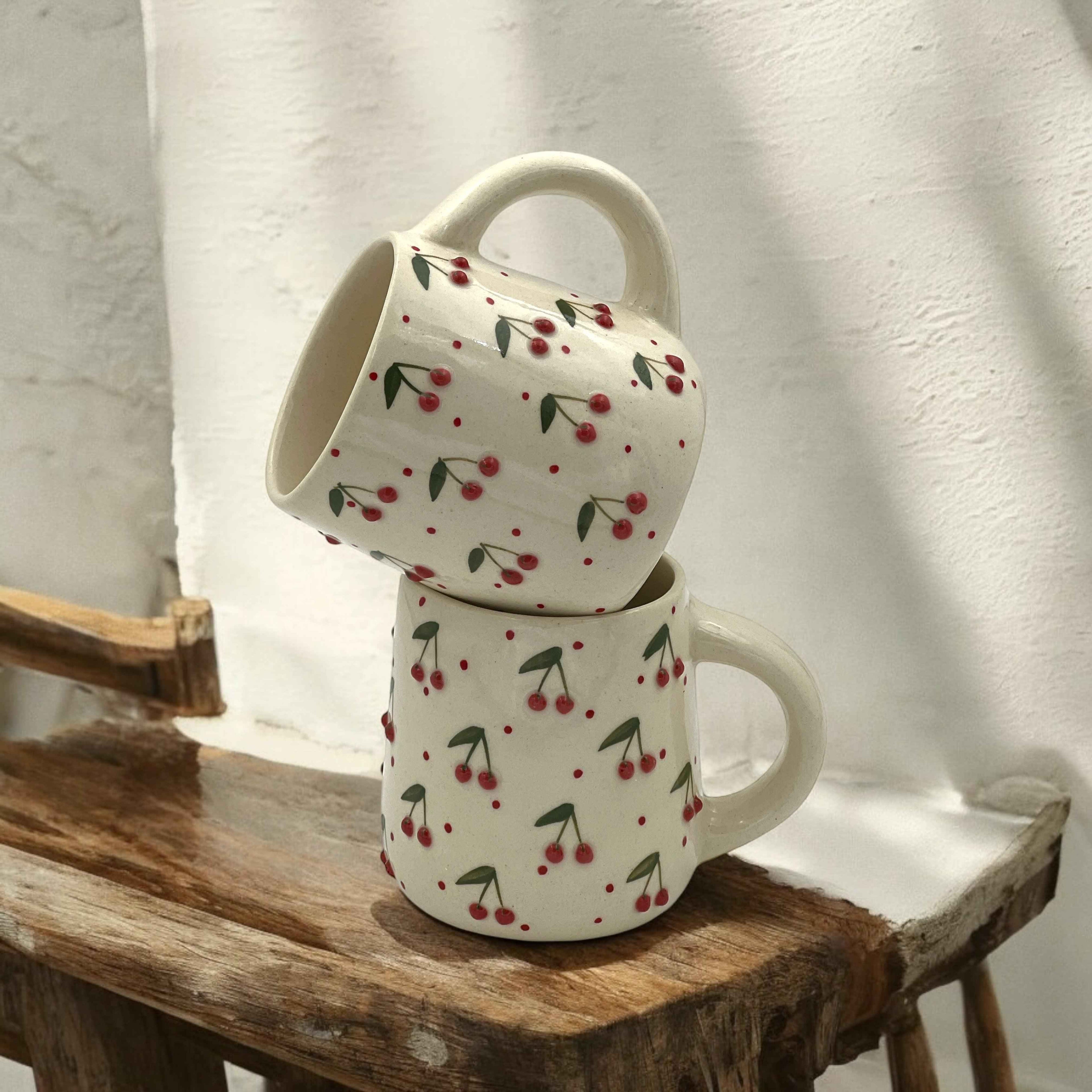 Ceramic Cherry Mug Cups
