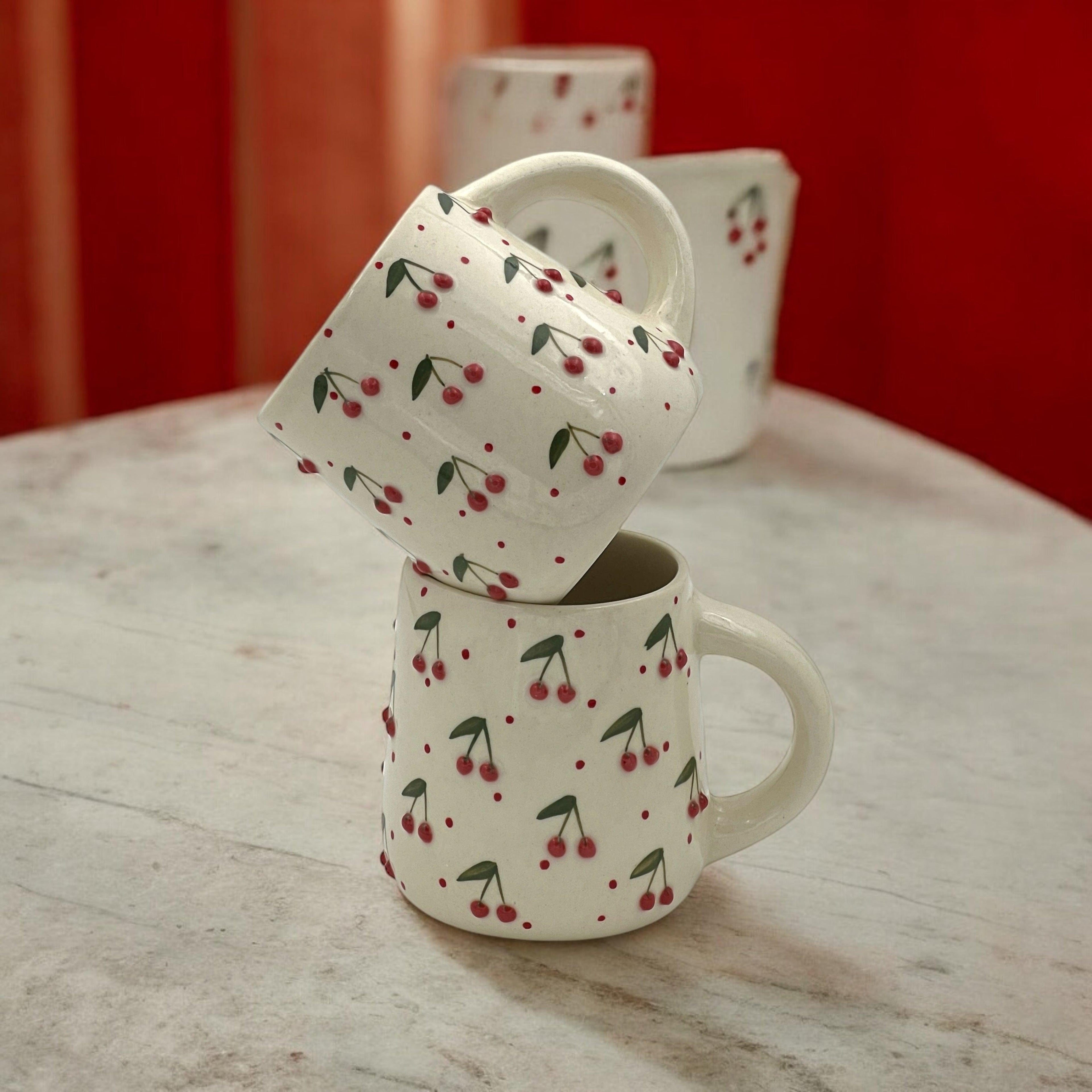 Ceramic Cherry Mug Cups - Clayful Homes