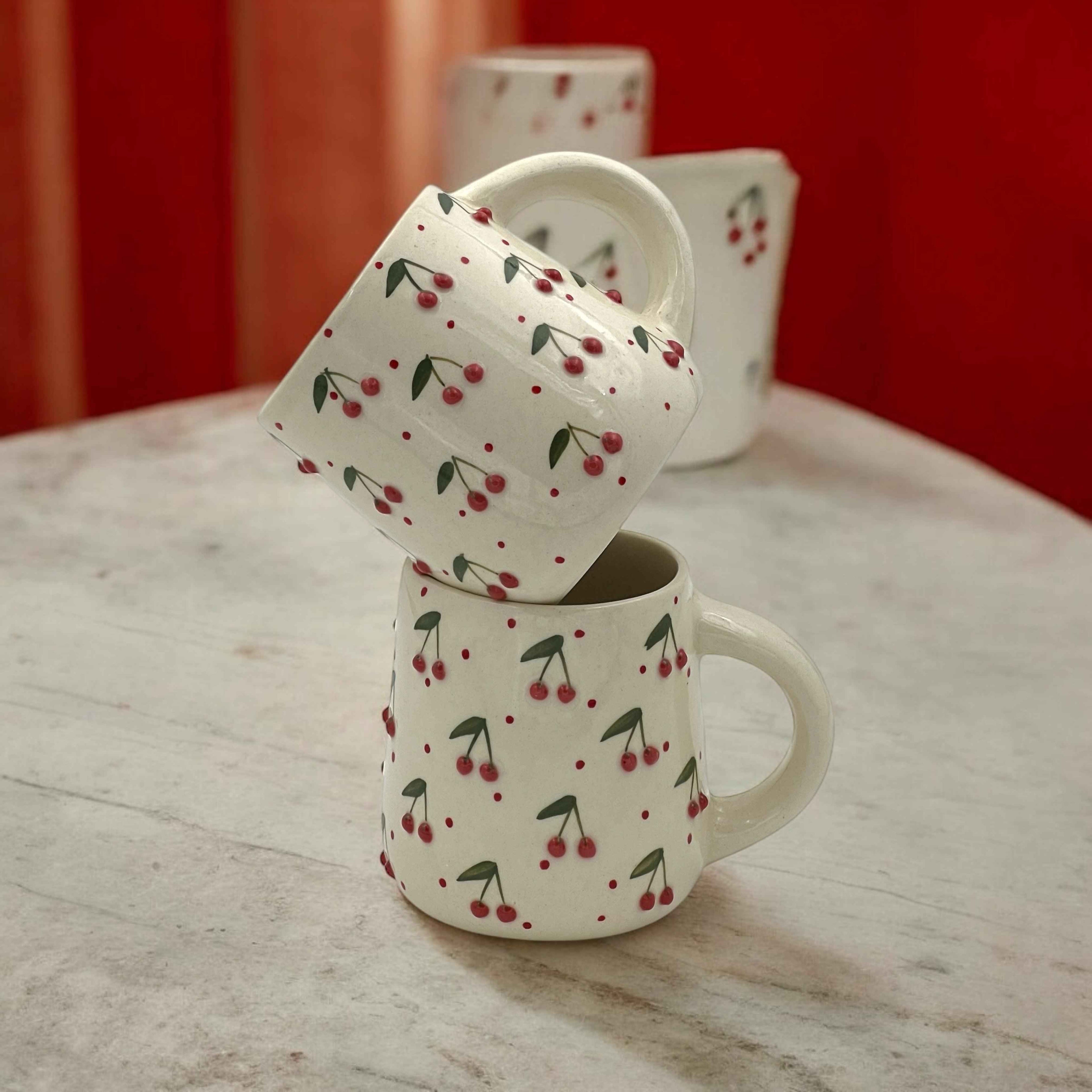 Ceramic Cherry Mug Cups