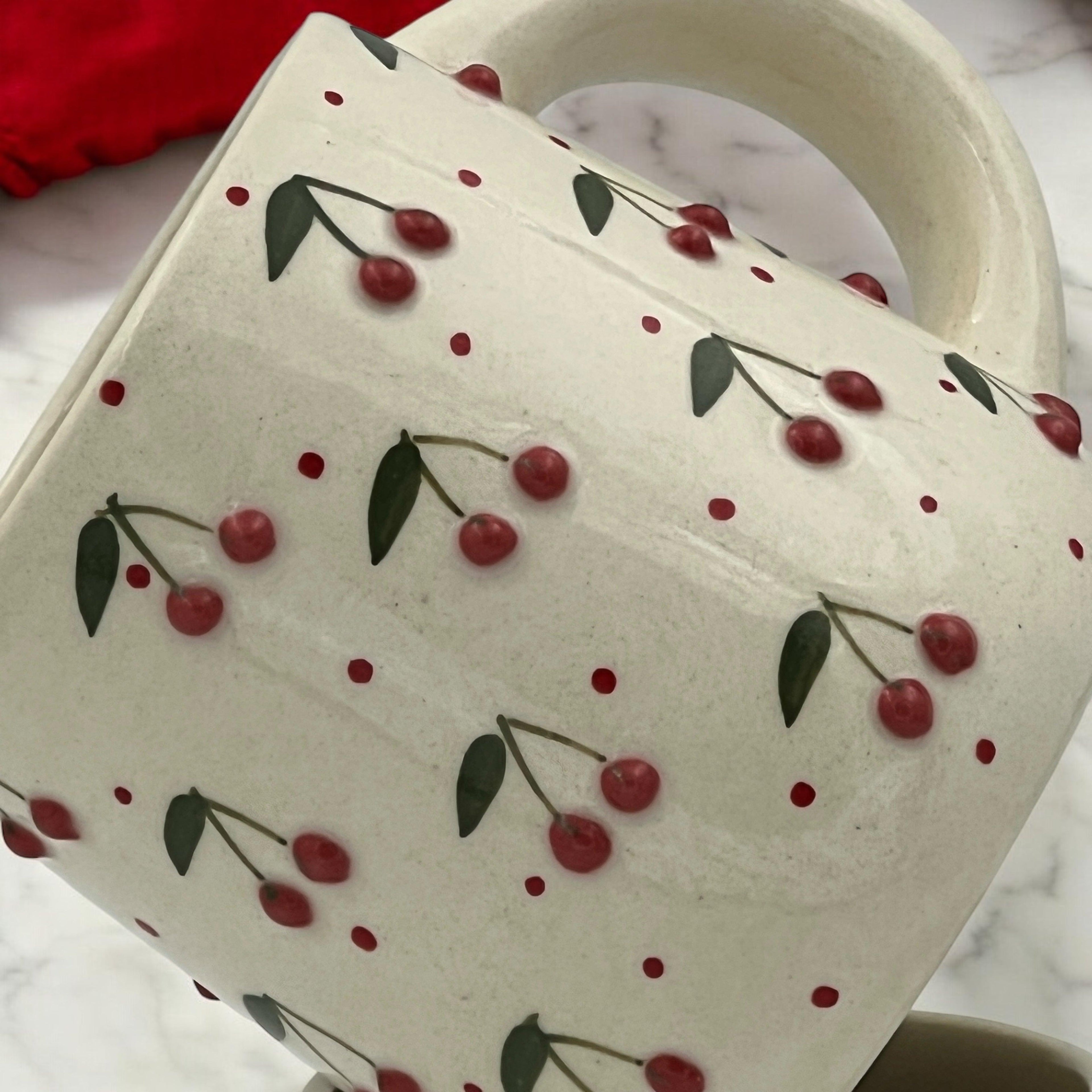 Ceramic Cherry Mug Cups - Clayful Homes