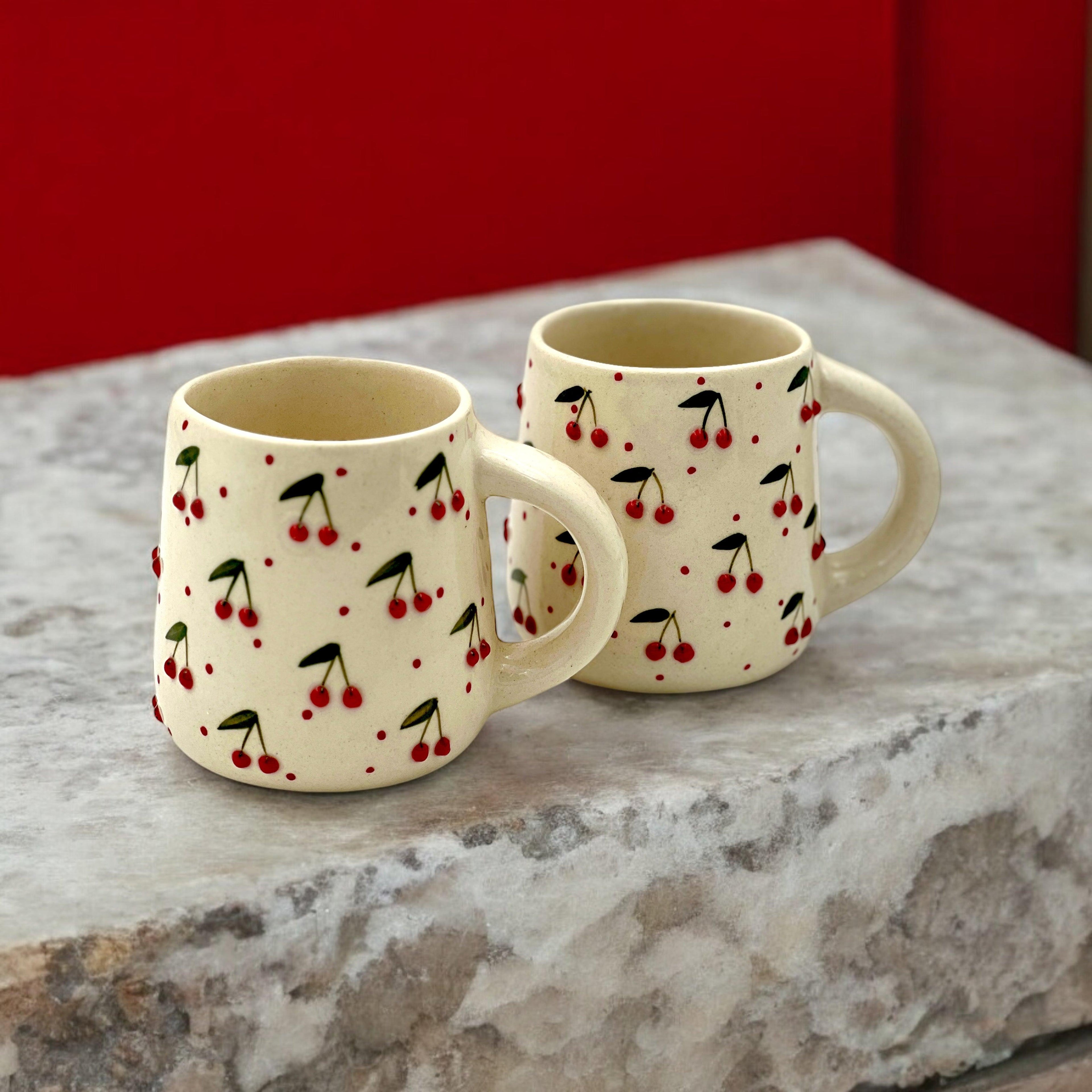 Ceramic Cherry Mug Cups - Clayful Homes