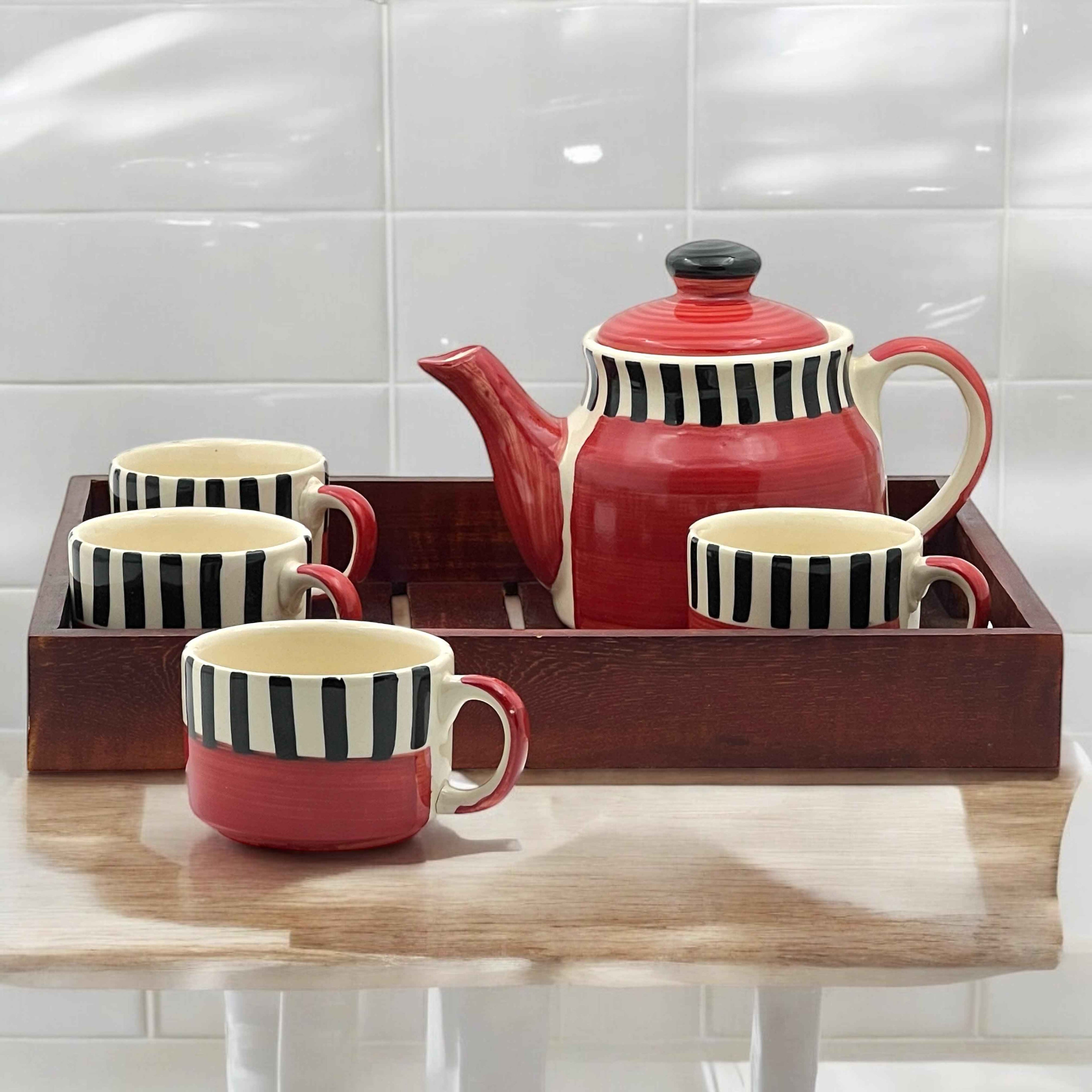 Wooden White Lines Four - Clayful Homes