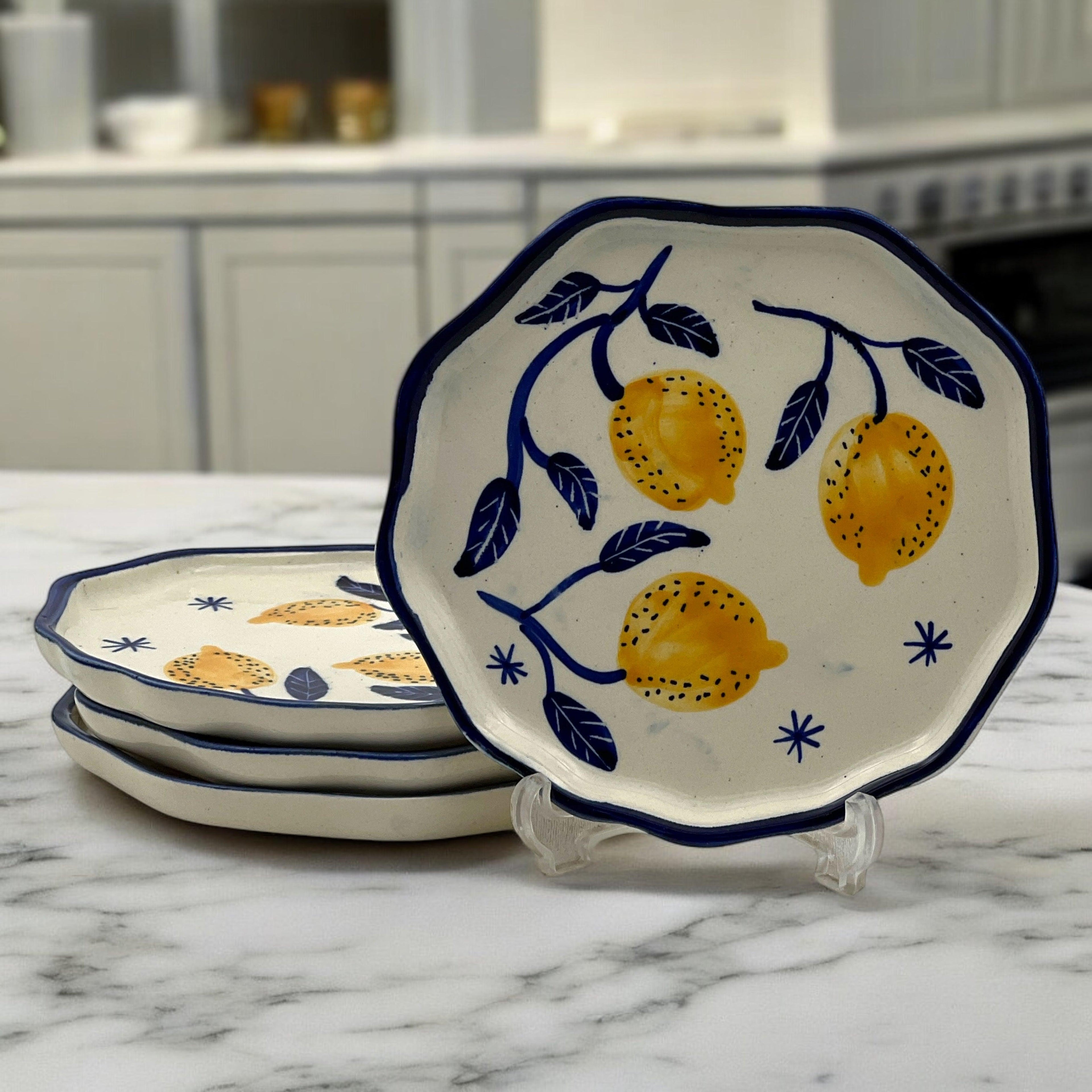 Four Lemon Snack/Dessert Plates - Clayful Homes