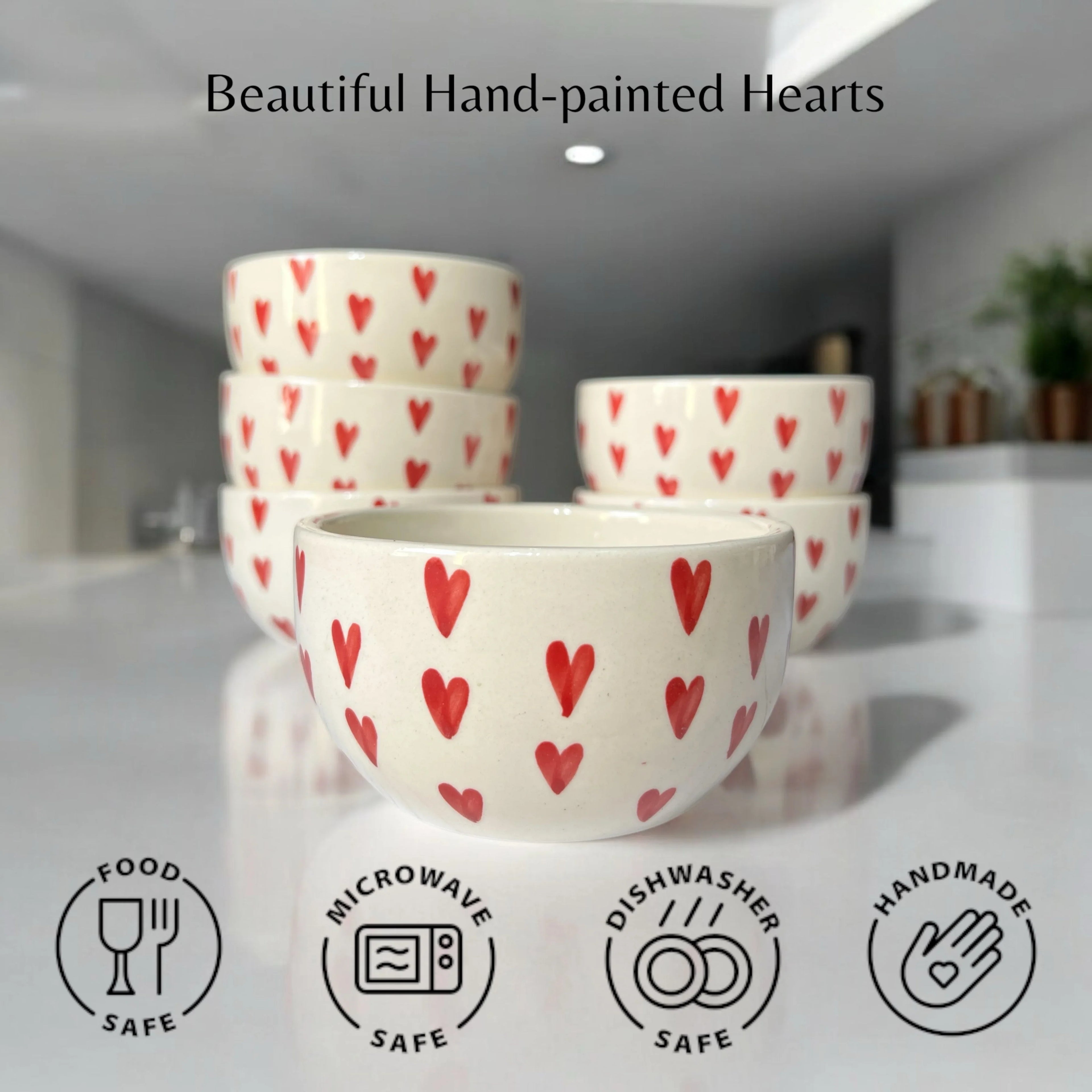 Red Heart Soup Bowls Set