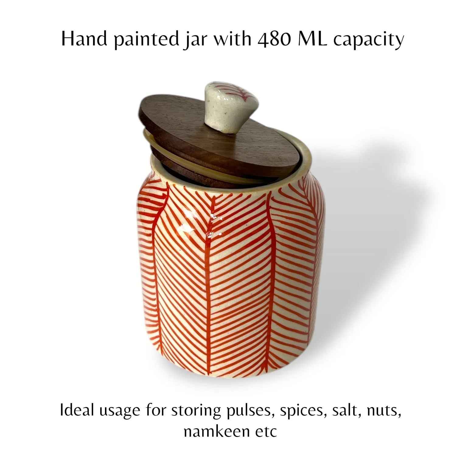 Red Lines Jar (Set of 1) - Clayful Homes