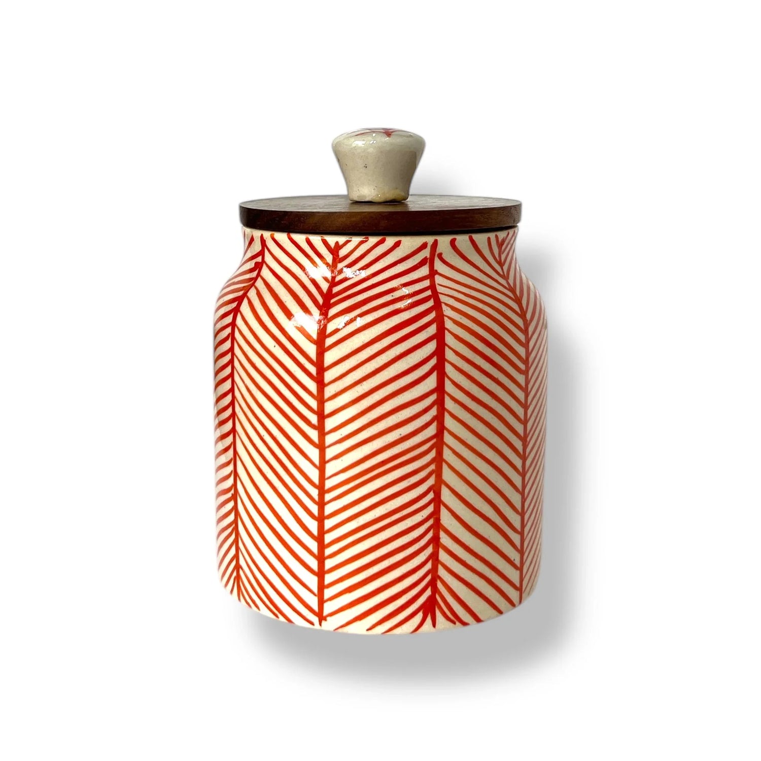 Red Lines Jar (Set of 1) - Clayful Homes