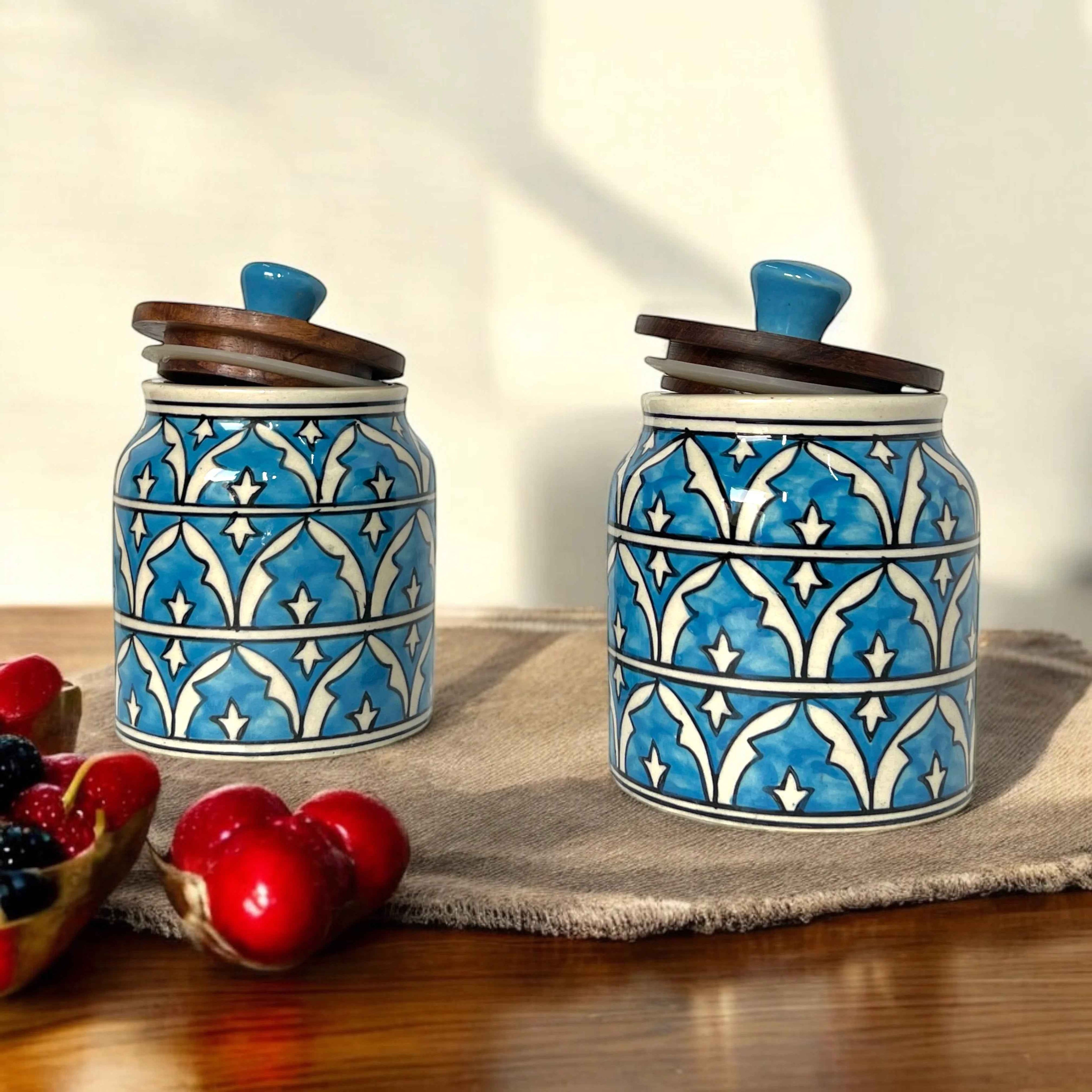 Blue Mughal Garden Jar (Set of 1)