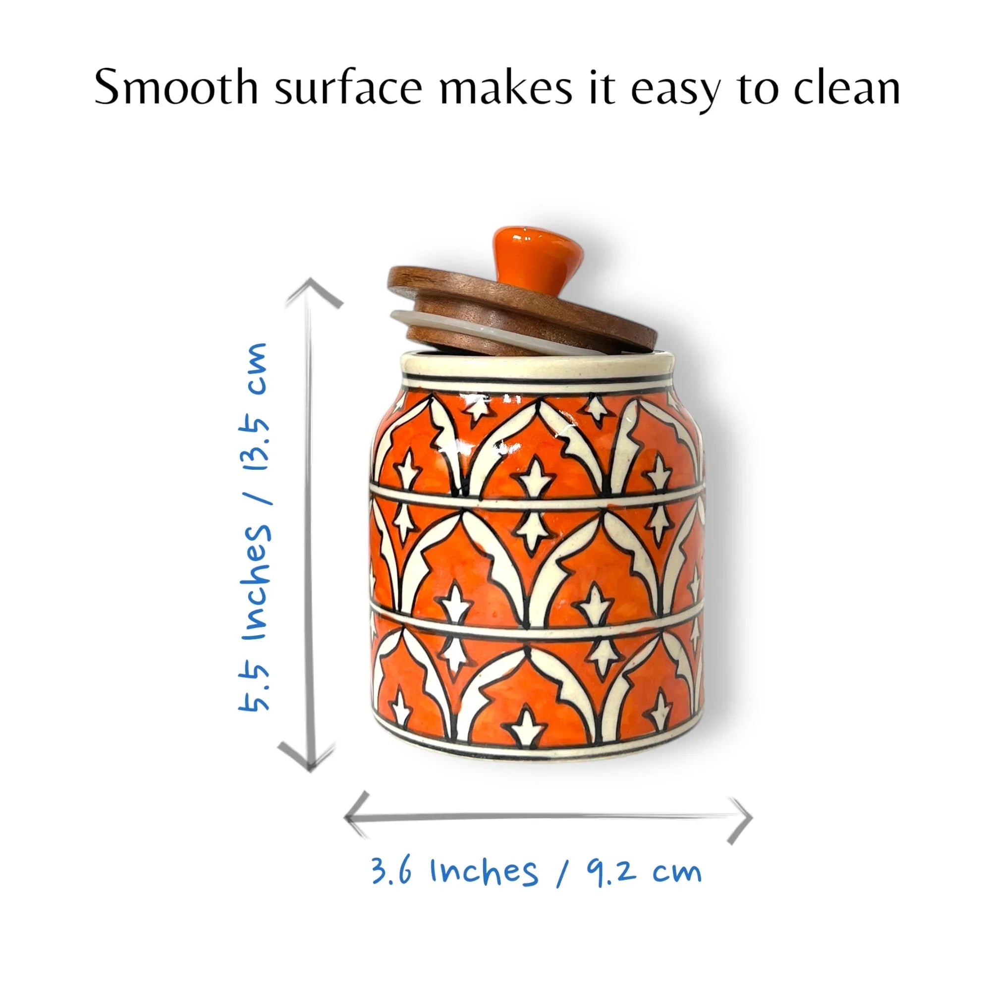 Orange Mughal Garden Jar (Set of 1) - Clayful Homes