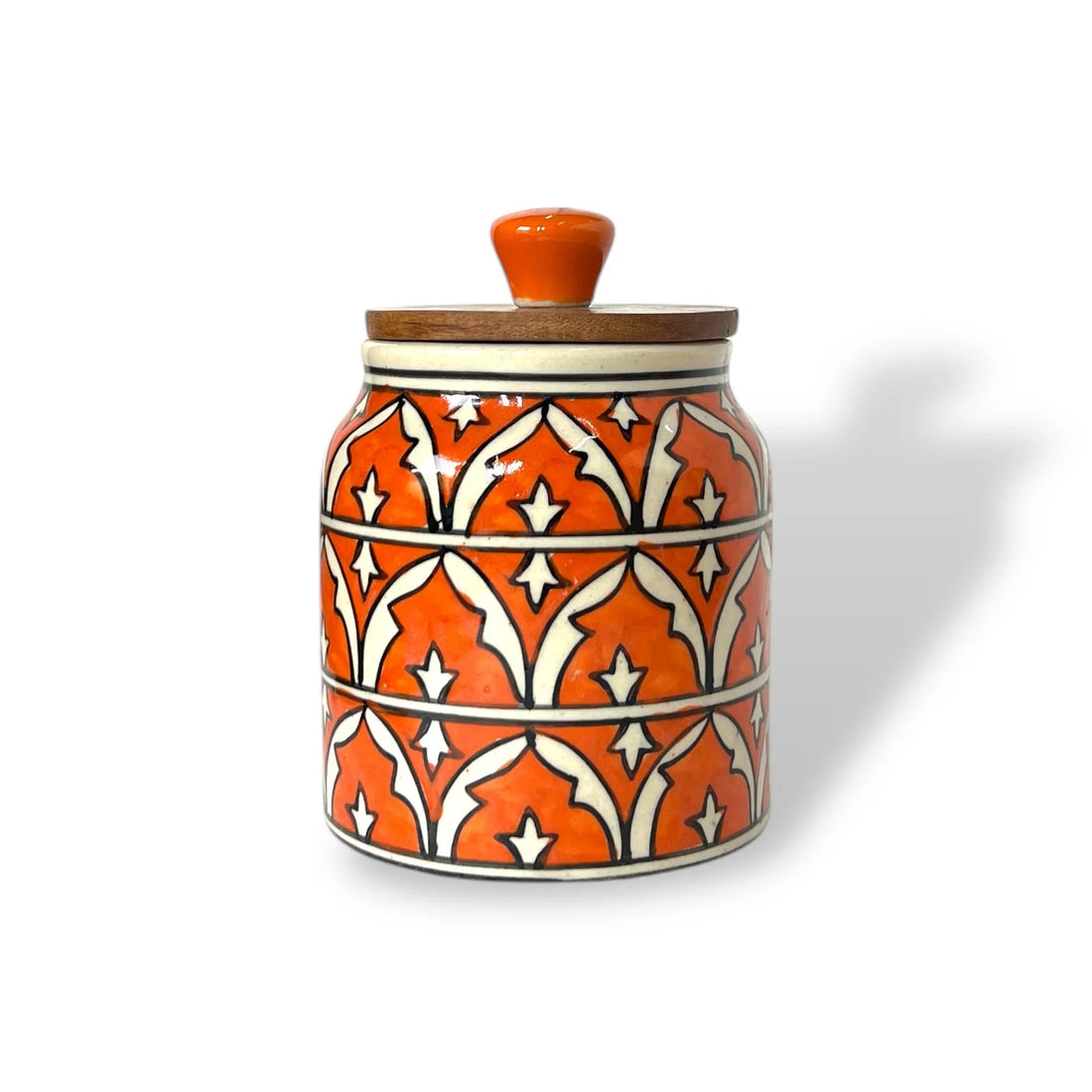 Orange Mughal Garden Jar (Set of 1) - Clayful Homes