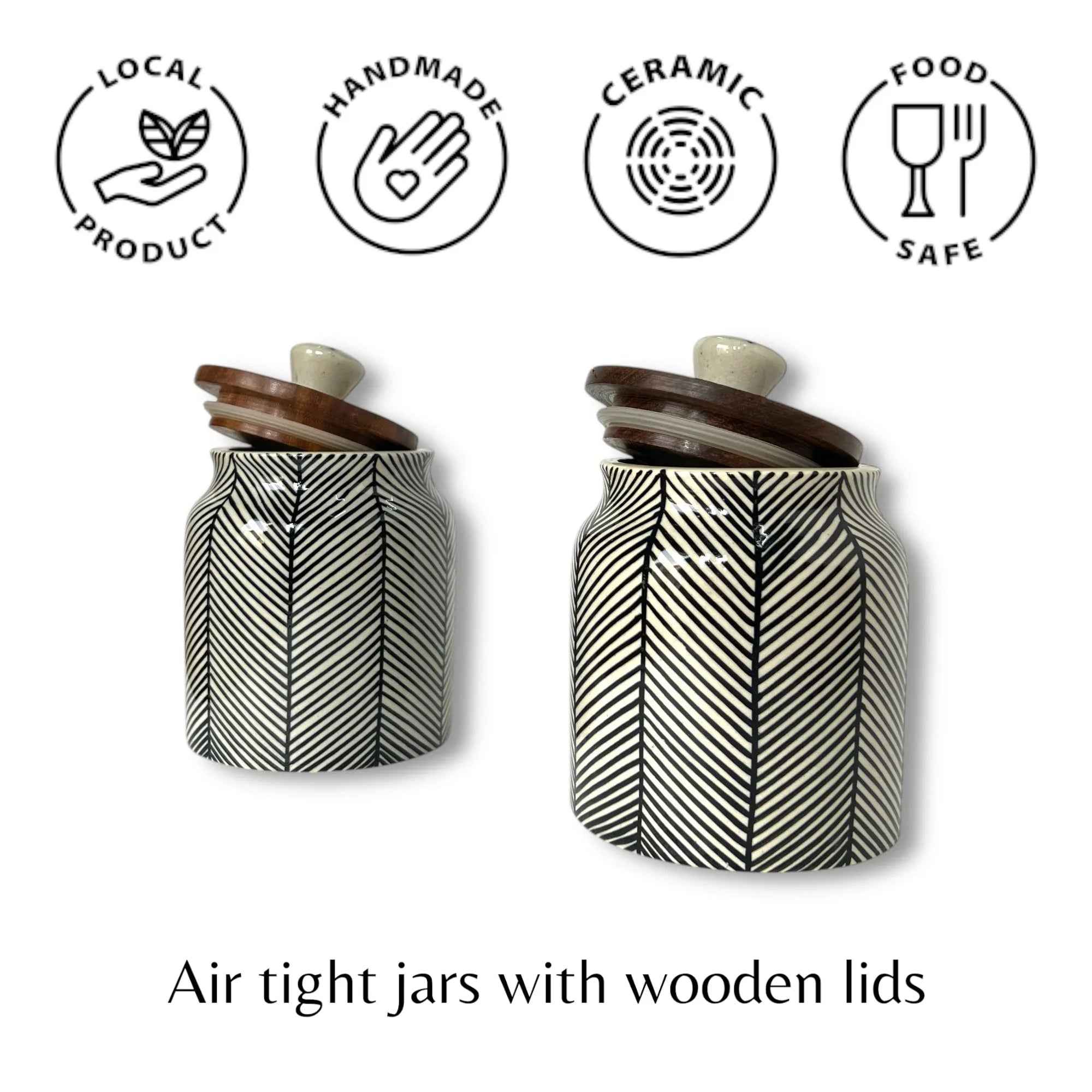 Black Lines Jar (Set of 1) - Clayful Homes