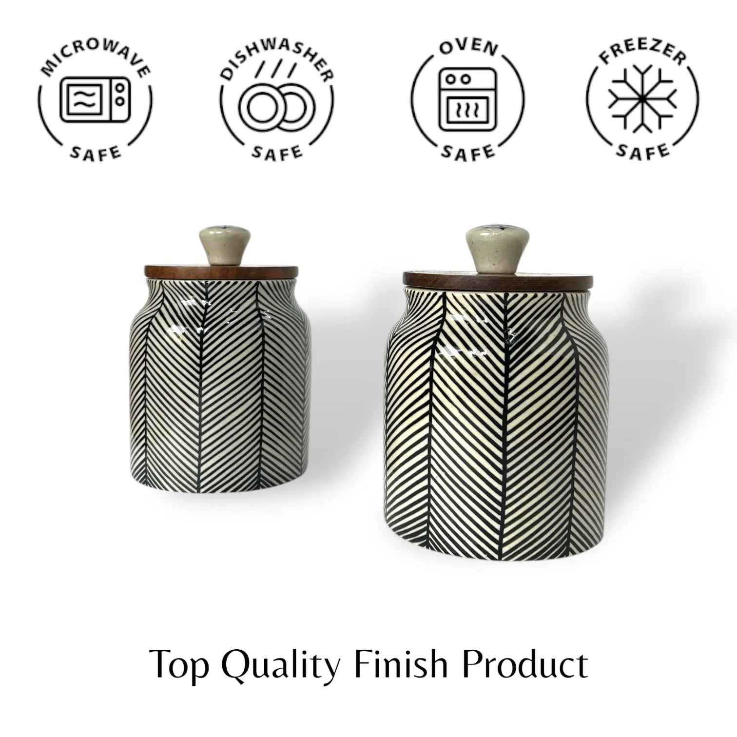 Black Lines Jar (Set of 1) - Clayful Homes