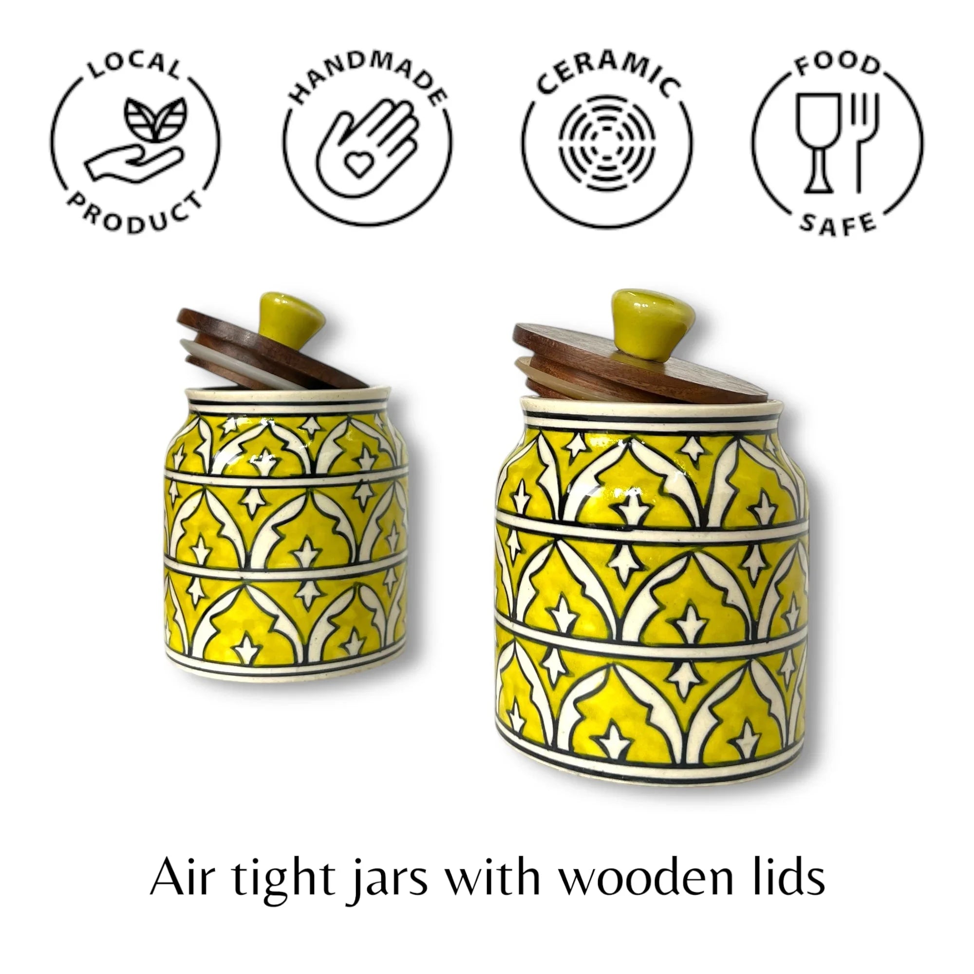 Yellow Mughal Garden Jar (Set of 1) - Clayful Homes