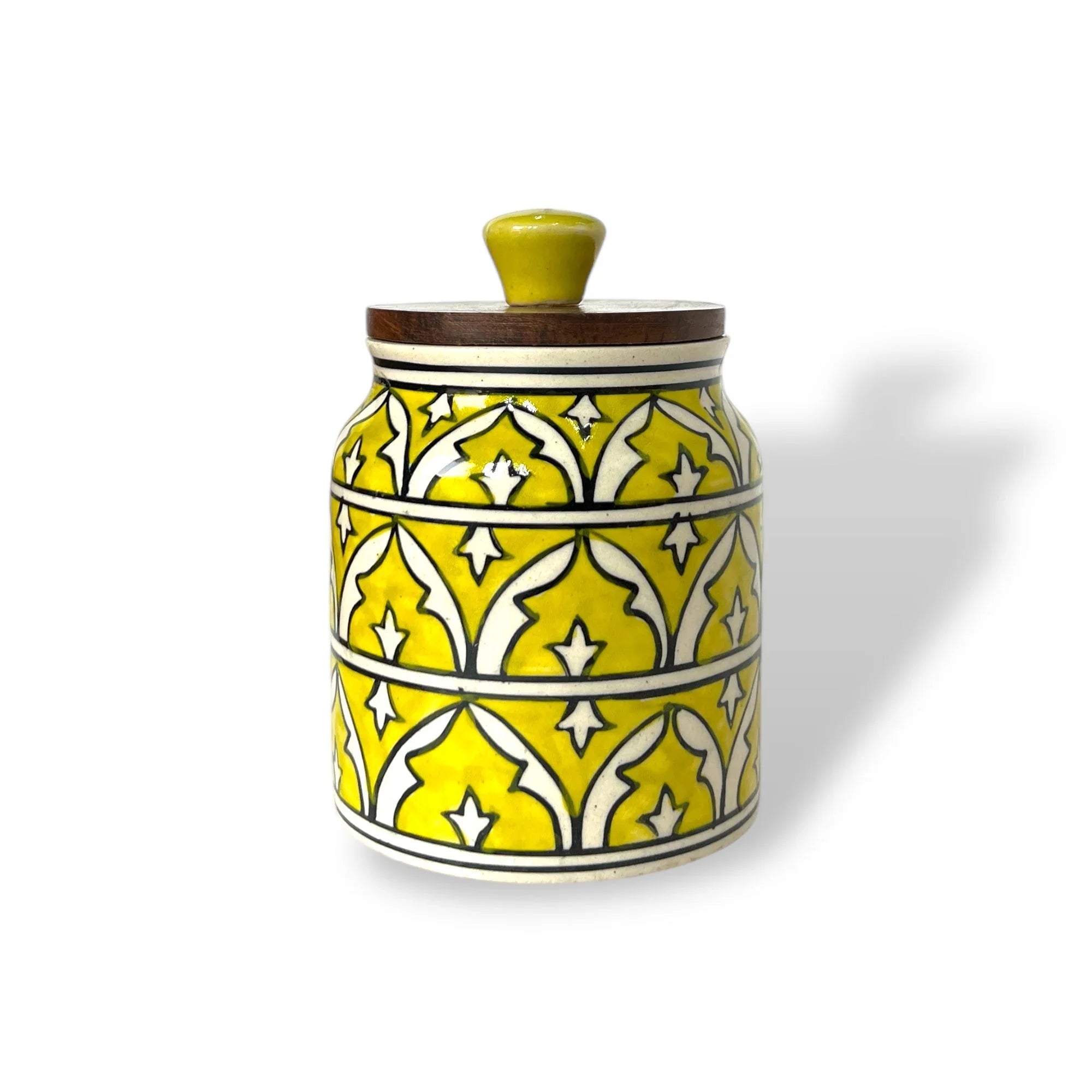 Yellow Mughal Garden Jar (Set of 1) - Clayful Homes