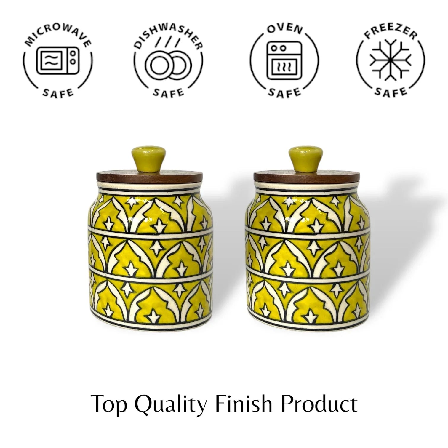 Yellow Mughal Garden Jar (Set of 1) - Clayful Homes