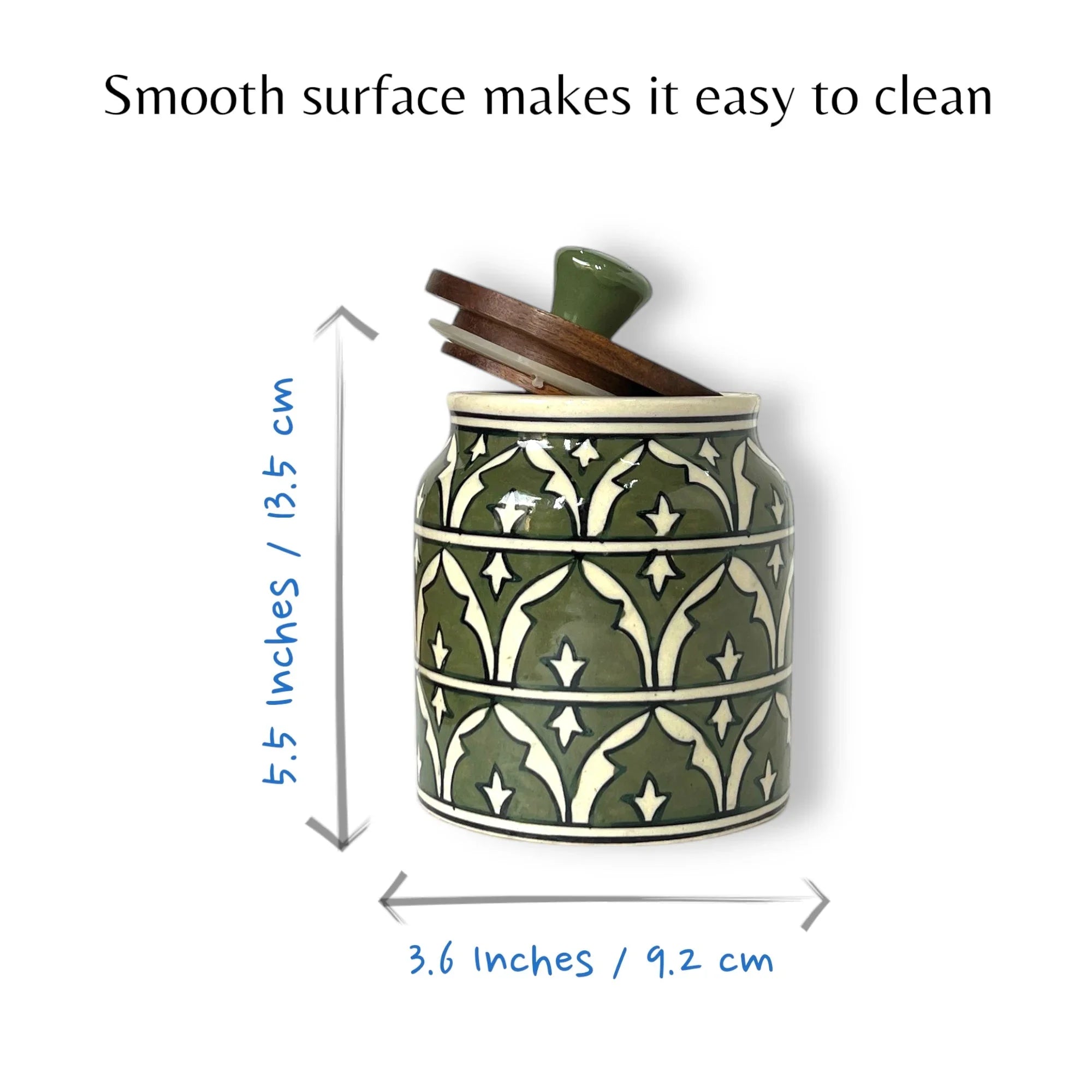 Green Mughal Garden Jar (Set of 1) - Clayful Homes