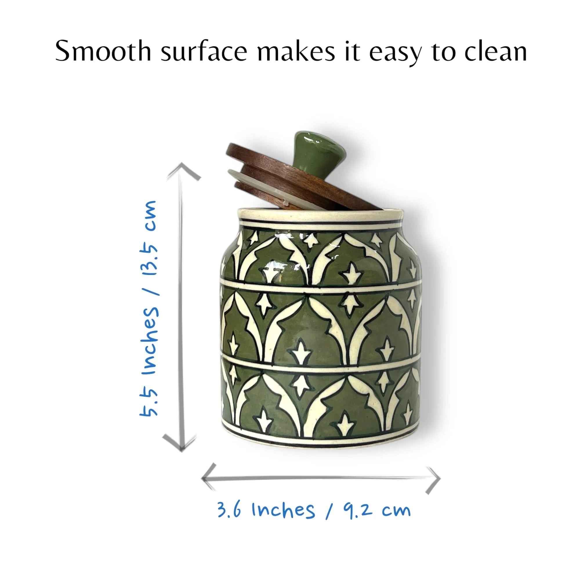 Green Mughal Garden Jar (Set of 1) - Clayful Homes