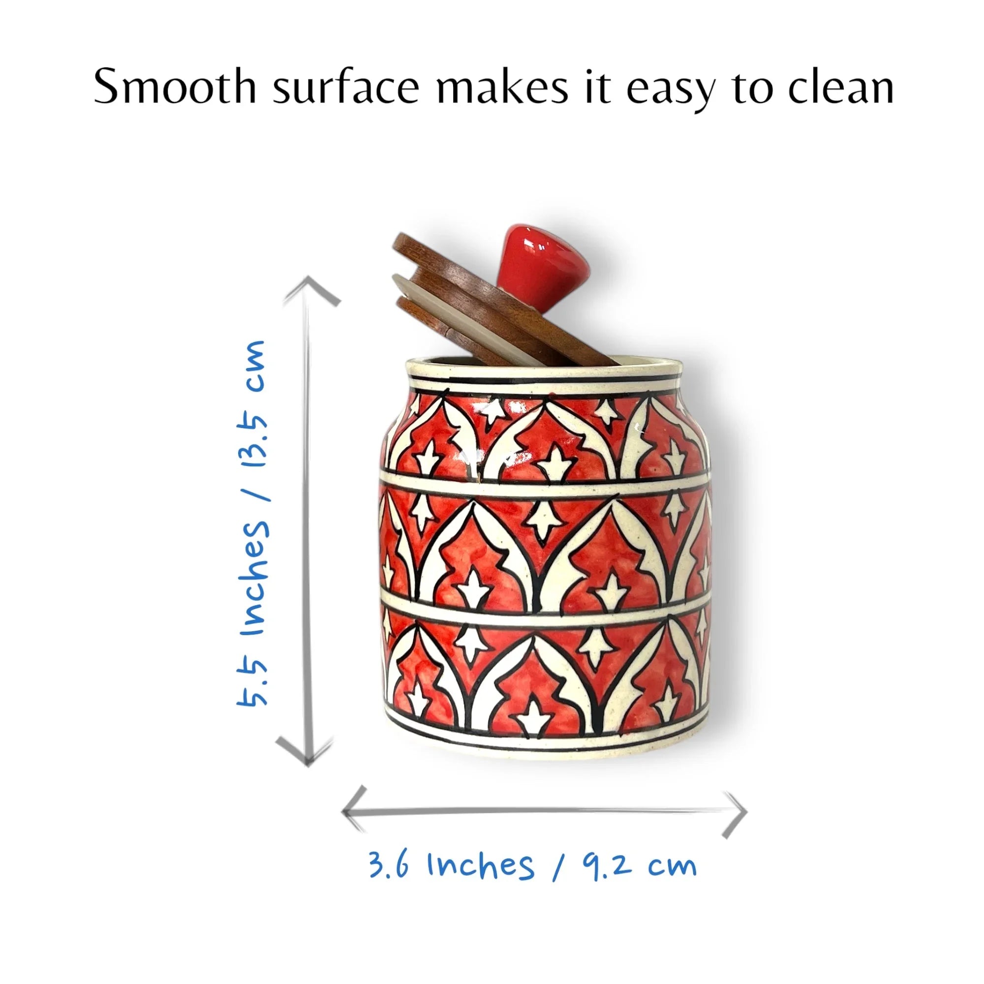 Red Mughal Garden Jar (Set of 1) - Clayful Homes