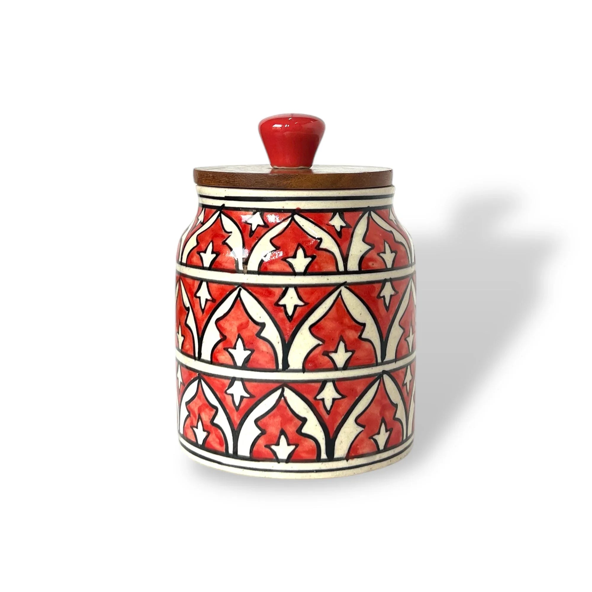 Red Mughal Garden Jar (Set of 1) - Clayful Homes