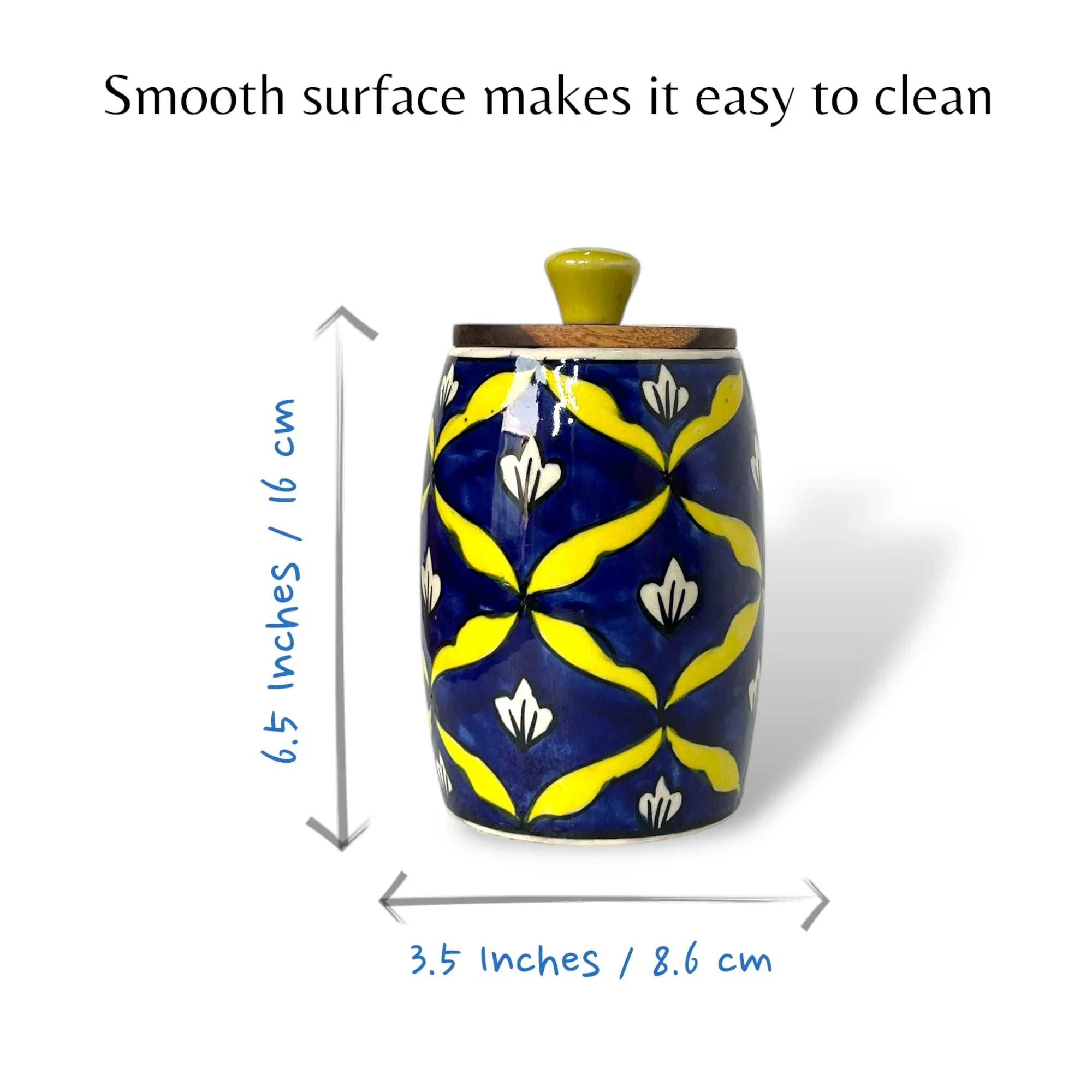 Yellow Bel Mughal Drum Jar (Set of 1) - Clayful Homes