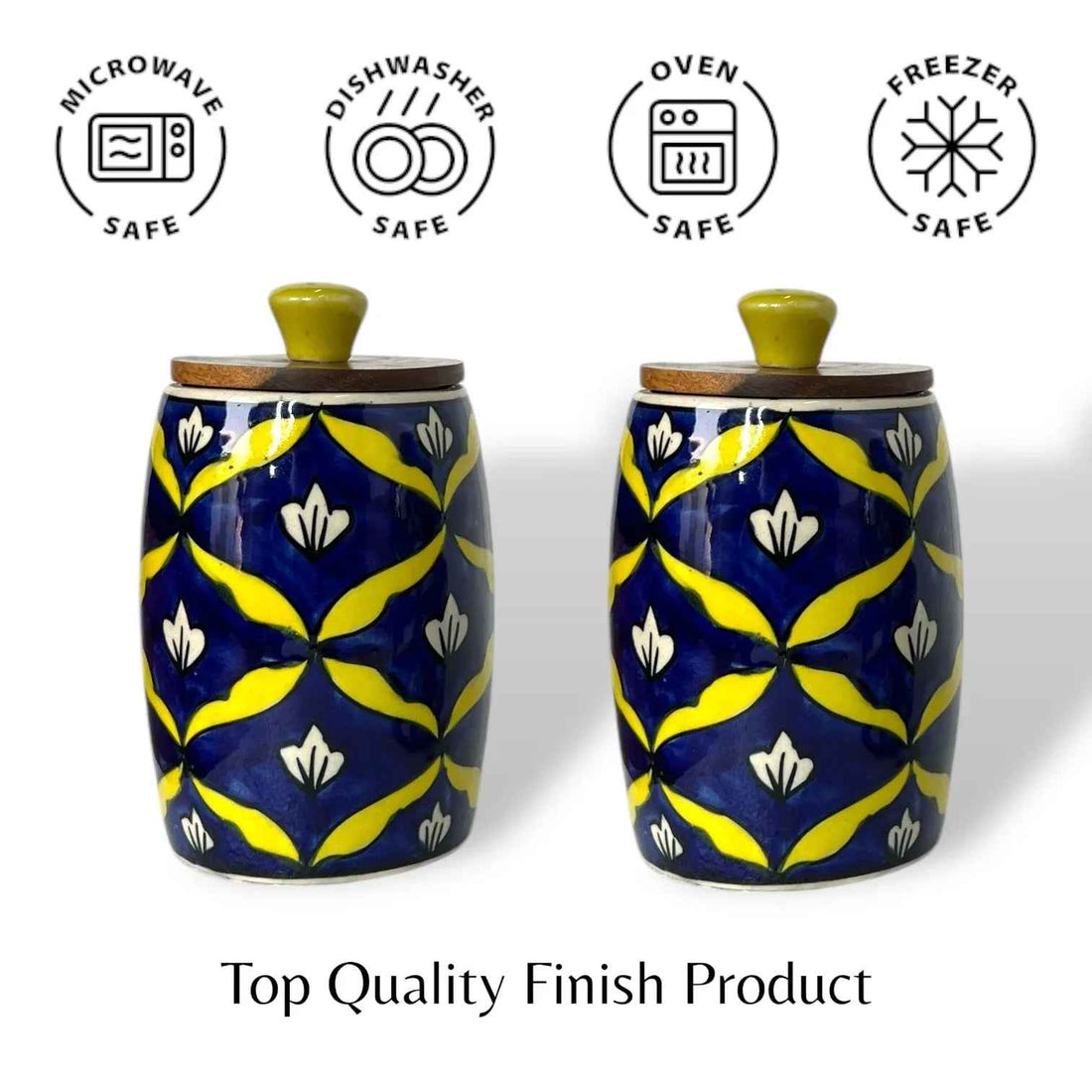 Yellow Bel Mughal Drum Jar (Set of 1)