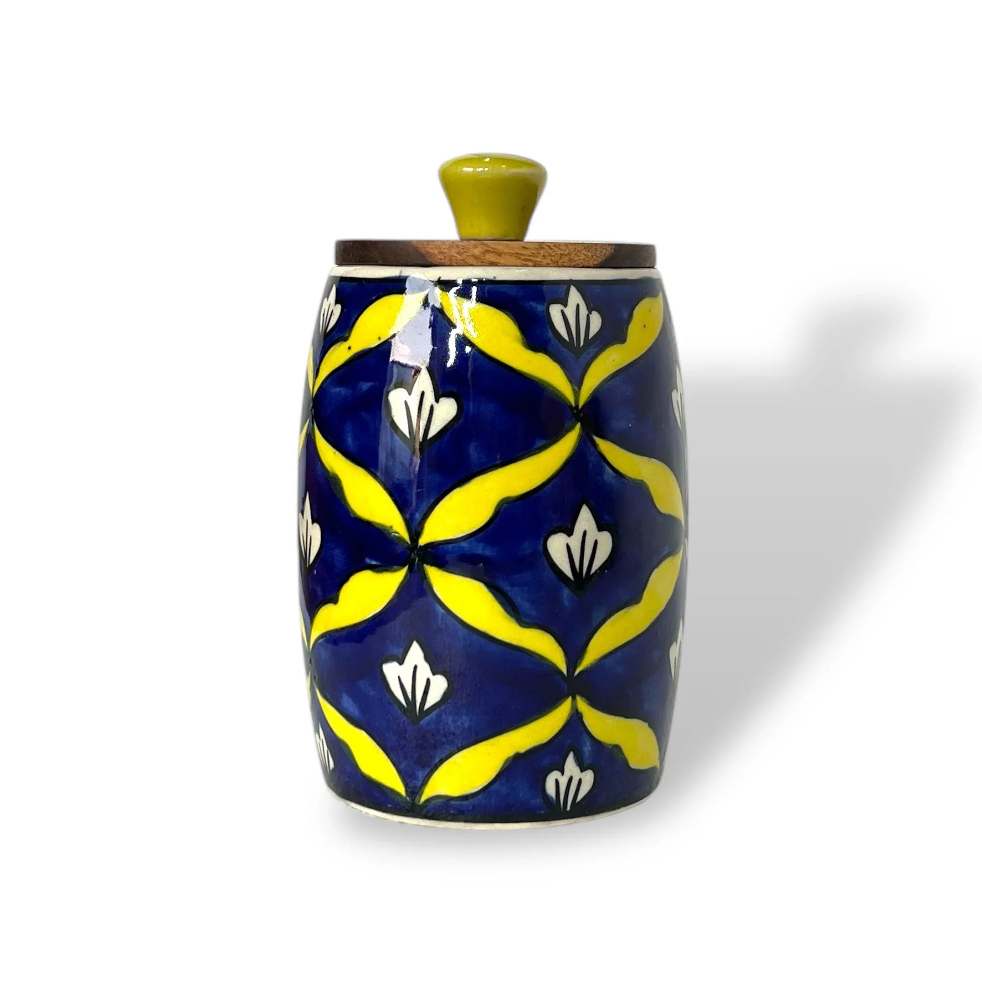 Yellow Bel Mughal Drum Jar (Set of 1) - Clayful Homes