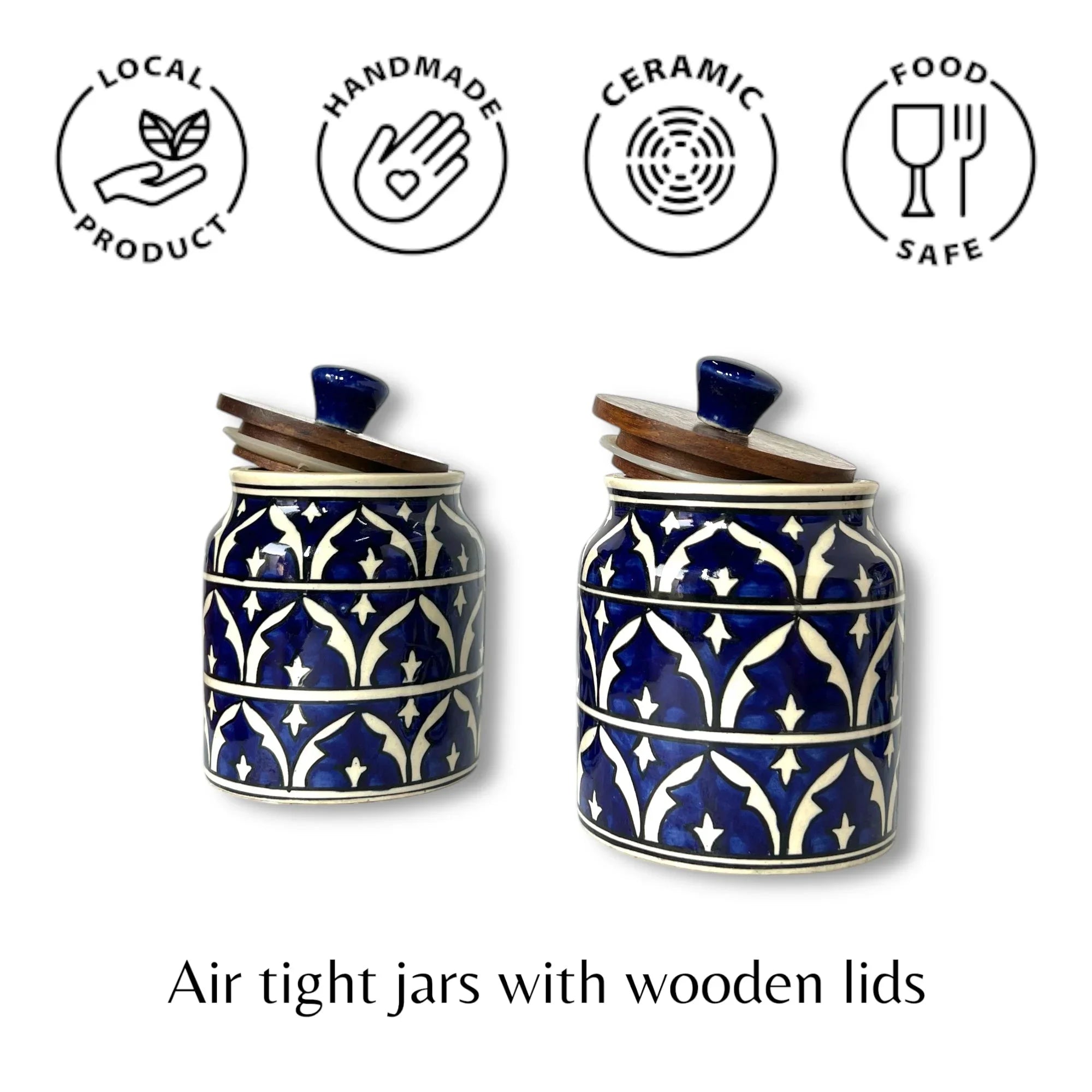 Ink Mughal Garden Jar (Set of 1) - Clayful Homes